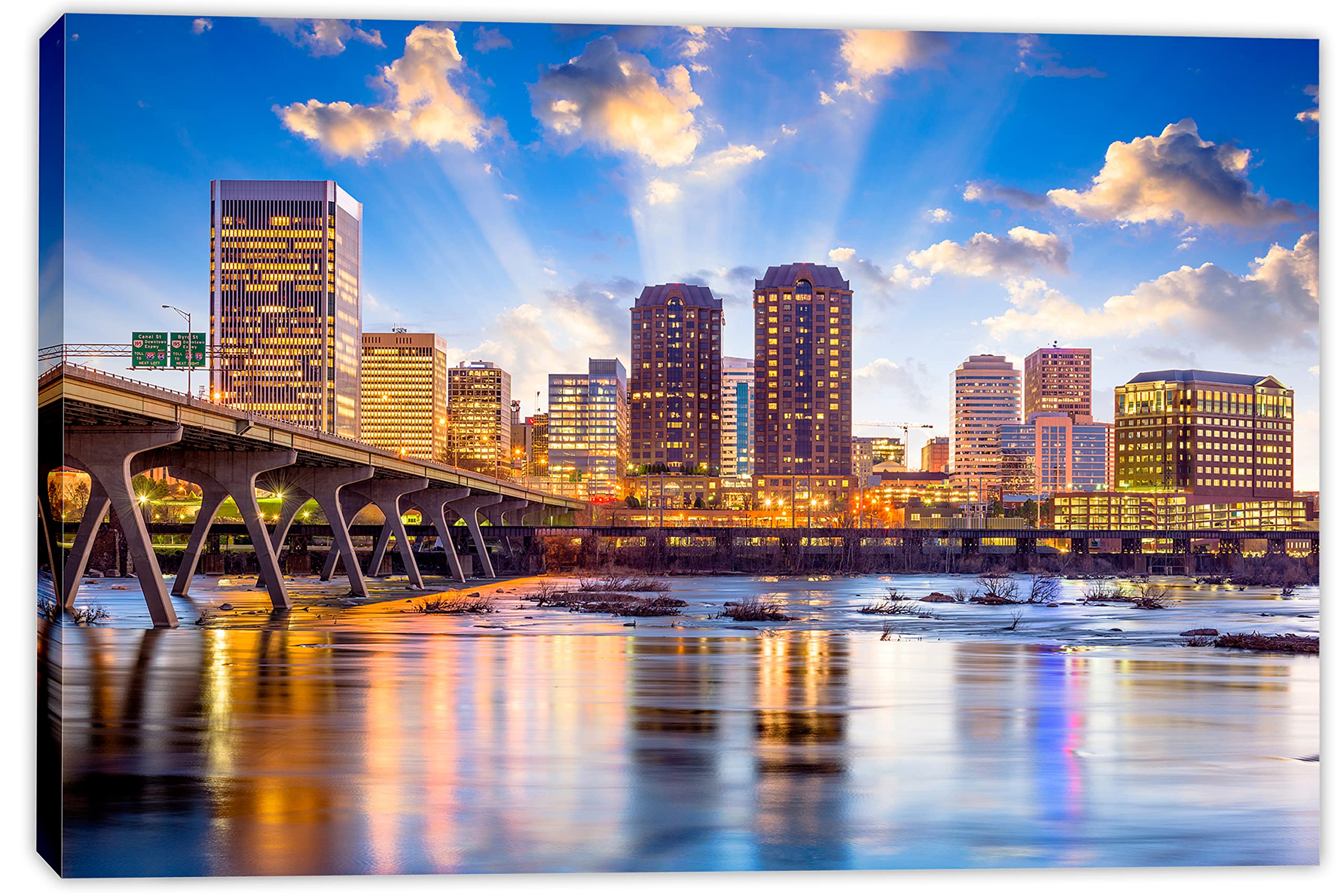 48x32 Richmond Virginia Canvas Print - USA Skyline Wall Art for Home & Office Decor | Perfect for Living Room, Bedroom & Office Spaces
