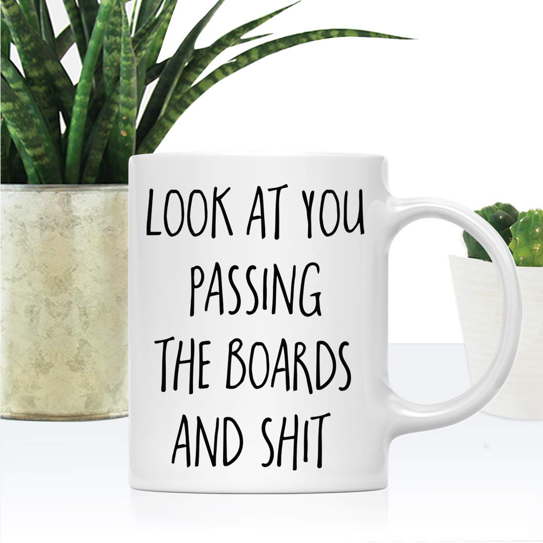 11oz Funny Coffee Mug Gift - 'Look at You Passing The Boards and Shit' - 1-Pack with Gift Box - Perfect for Medical School Graduates, MDs & Pharmacy Students - Great for Study Breaks, Office Use & Doctor Appreciation Gifts