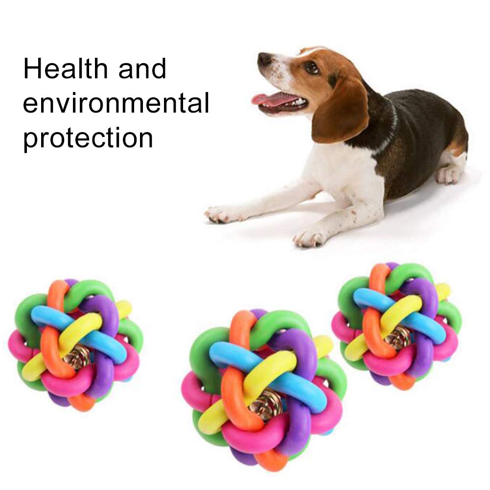 Durable Dog Chew Toy with Bell Sound - Colorful Woven Ball for Puppy Teeth Cleaning & Training - Interactive Pet Toy for Small & Medium Dogs - Perfect for Playtime, Teething Relief & Mental Stimulation