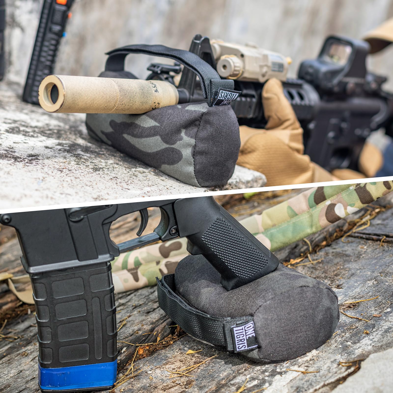 OneTigris Pre-Filled Shooting Rest Bag - Front & Rear Gun Support Sand Bag Stand for Rifle Shooting, Hunting & Range Practice | Durable Outdoor Shooting Accessories for Bench Rest, Target Practice & Field Use
