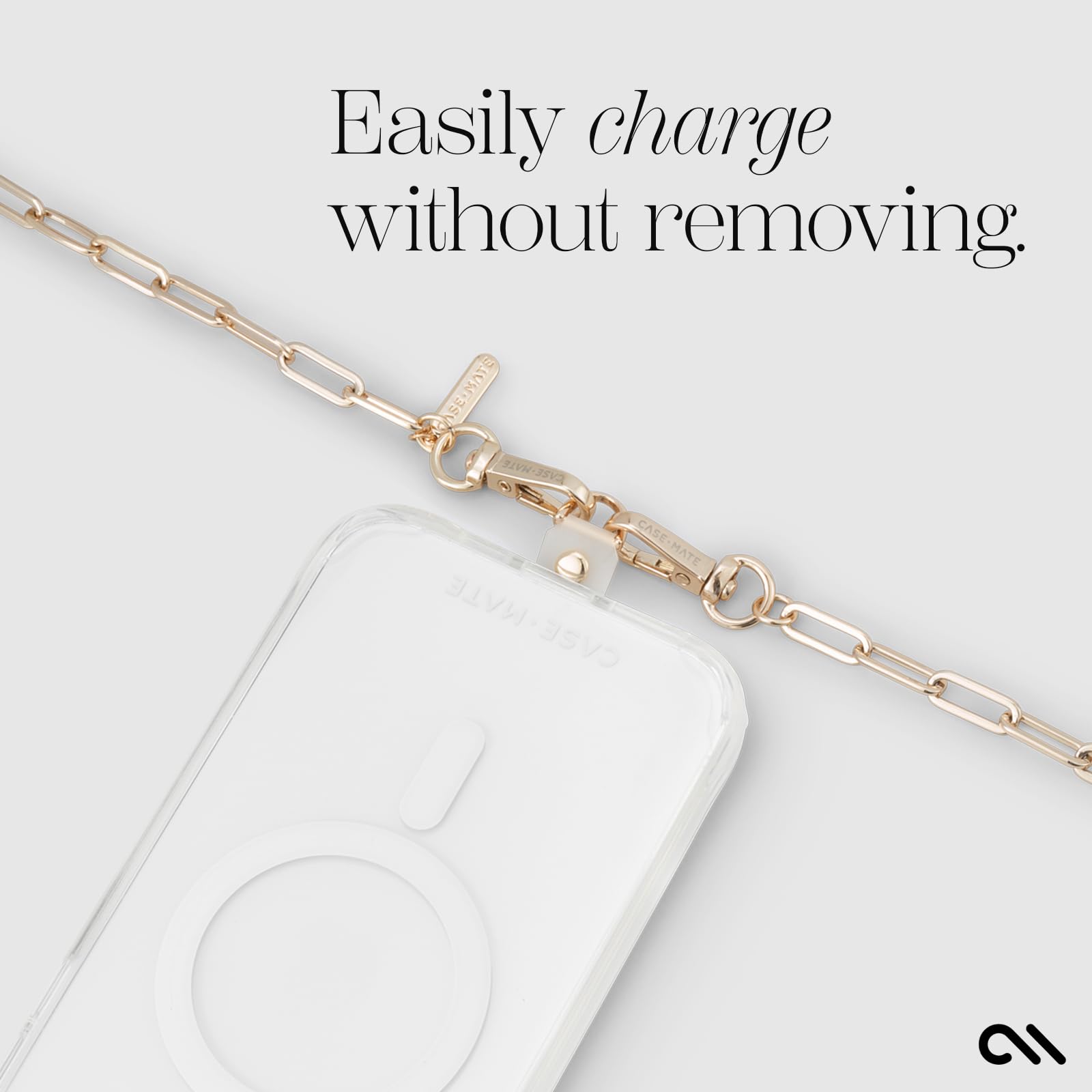 Case-Mate Crossbody Phone Lanyard with Adjustable Chain - Universal Hands-Free Phone Strap for iPhone 16 Pro Max/15 Pro Max/14 Pro Max/13 Pro/12 Pro & Samsung Galaxy S24 Ultra - Gold Phone Charm Necklace Holder - Perfect for Travel, Shopping & Work