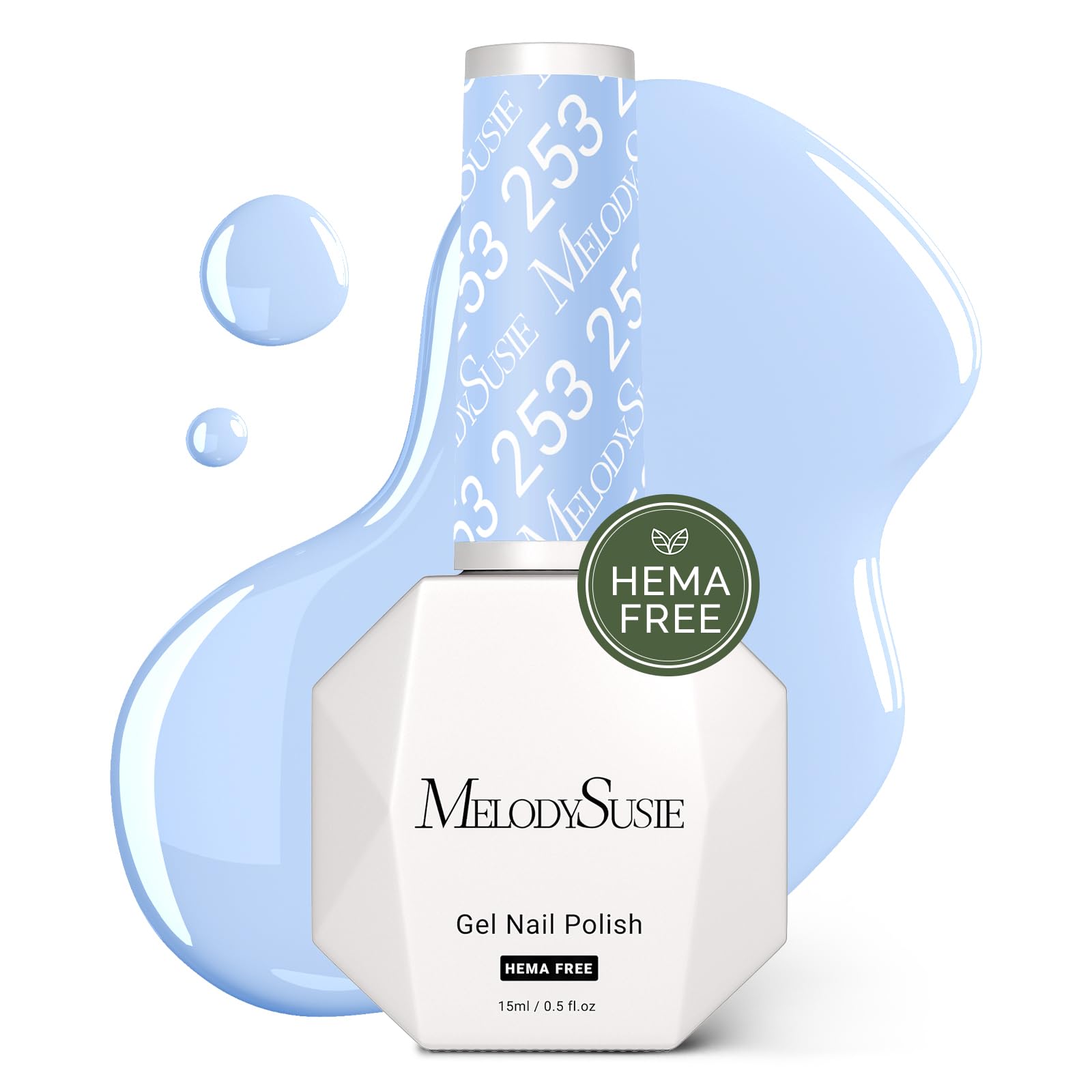 MelodySusie Hema Free Gel Nail Polish - 0.5 Fl Oz Thick Light Blue Soak Off UV/LED Polish | Non-Toxic, Long Lasting, Salon Quality | DIY Manicure & Nail Art at Home | Perfect for Parties, Weddings, and Everyday Wear