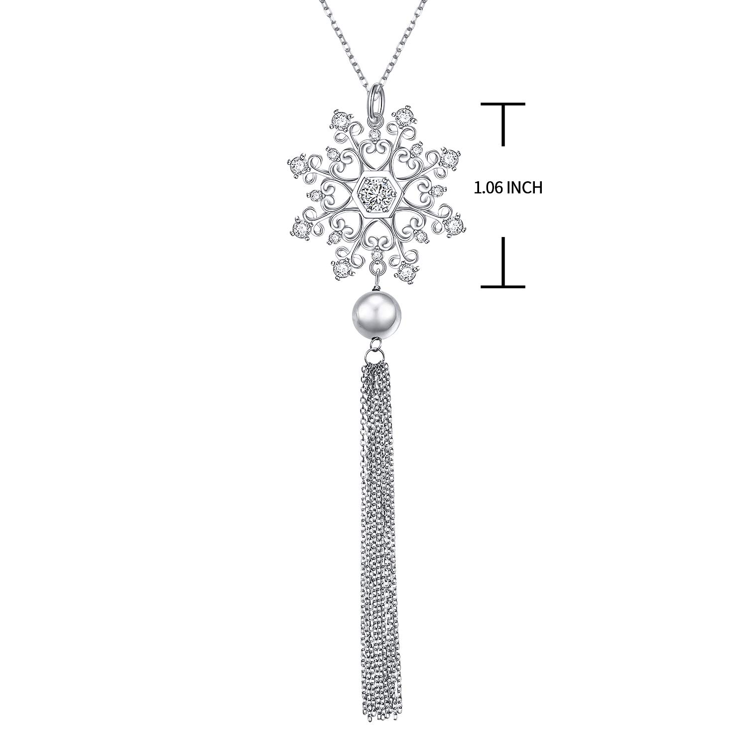 DAOCHONG S925 Sterling Silver Snowflake Necklace, Earrings, Bracelet & Ring Jewelry Set for Women - Perfect for Christmas Gifts, Winter Parties & Anniversary Celebrations