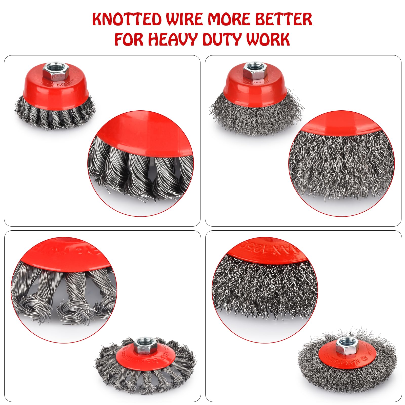12 Pack Coarse Crimped Wire Wheel Brush for 4-1/2