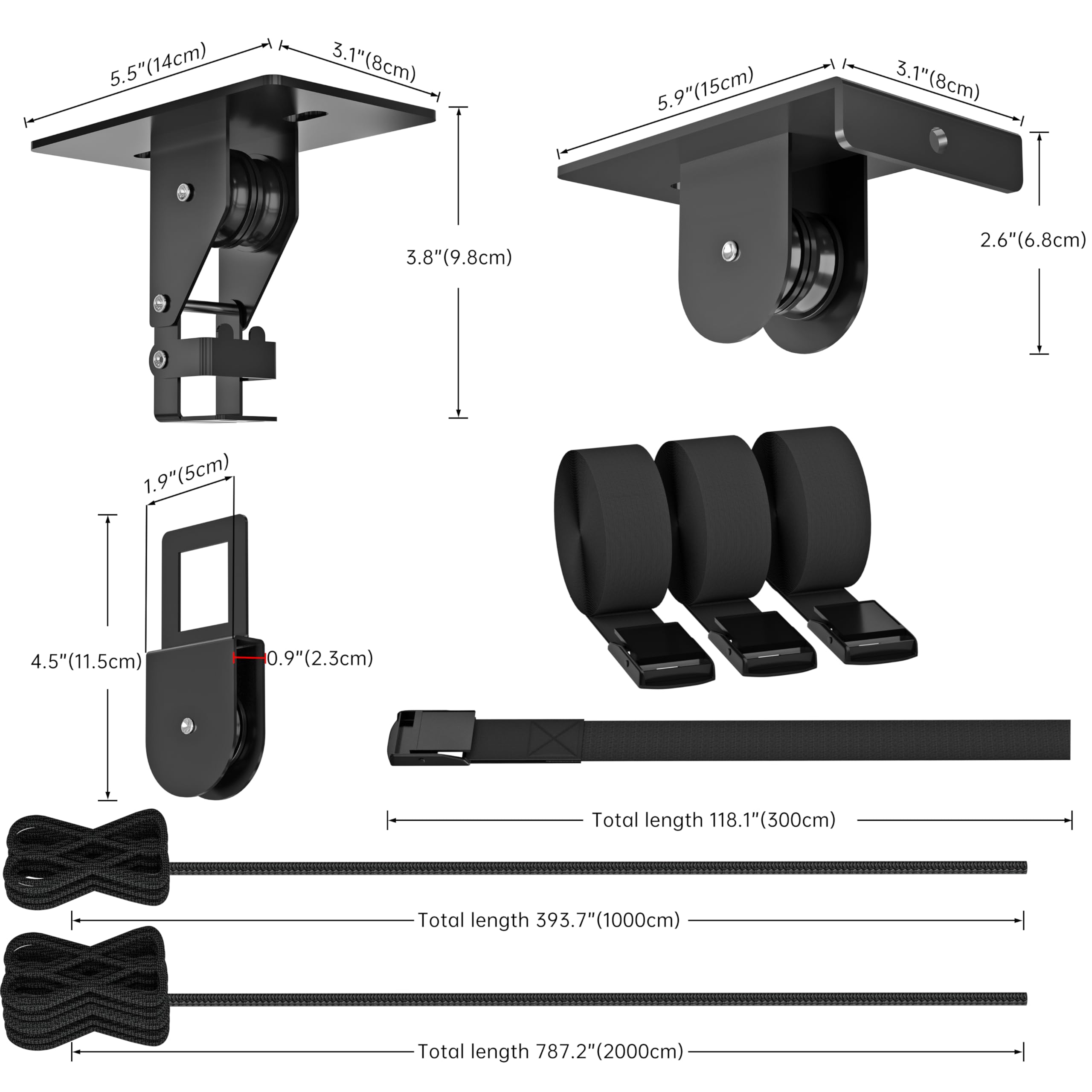 2025 Upgraded Heavy Duty Kayak Hoist System for Garage Ceiling - 200 lbs Capacity Canoe Lift Storage with Pulley - Fits 10-20 Foot Ceilings (Black) - Perfect for Kayak, Canoe & Paddleboard Storage in Garage, Basement or Shed