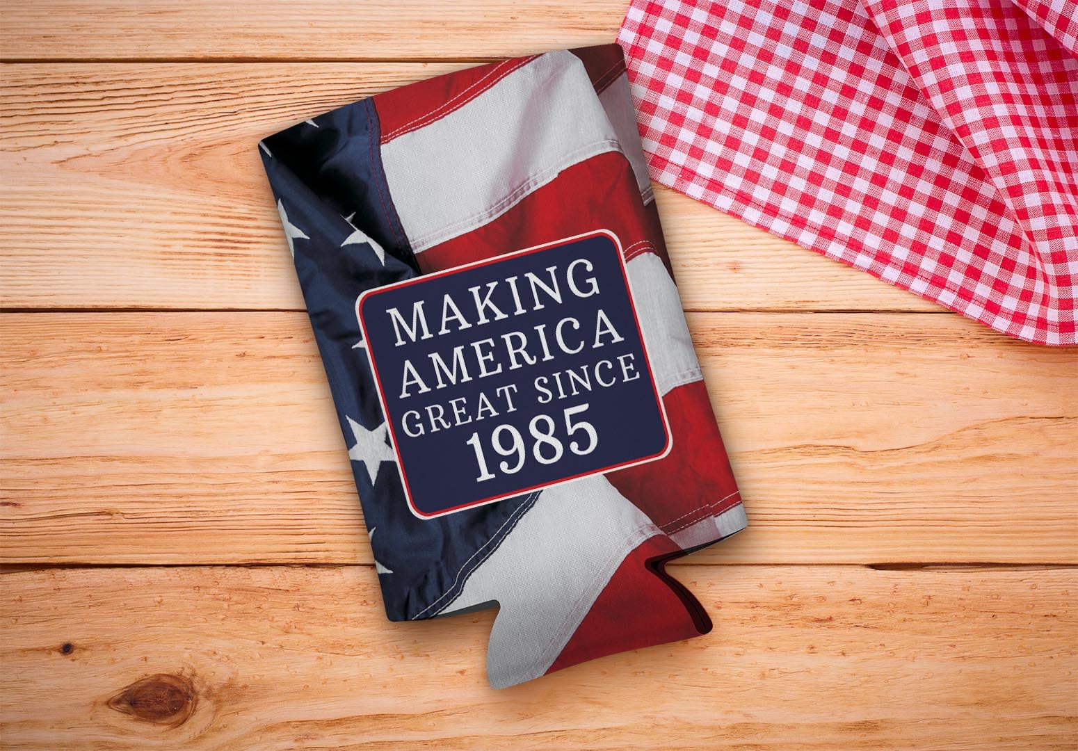 40th Birthday Party Supplies - 96-Pack Ultra Slim American Flag Can Coolers (Since 1985) - Patriotic Beer Koozies for Summer BBQs, Tailgating & 4th of July Celebrations