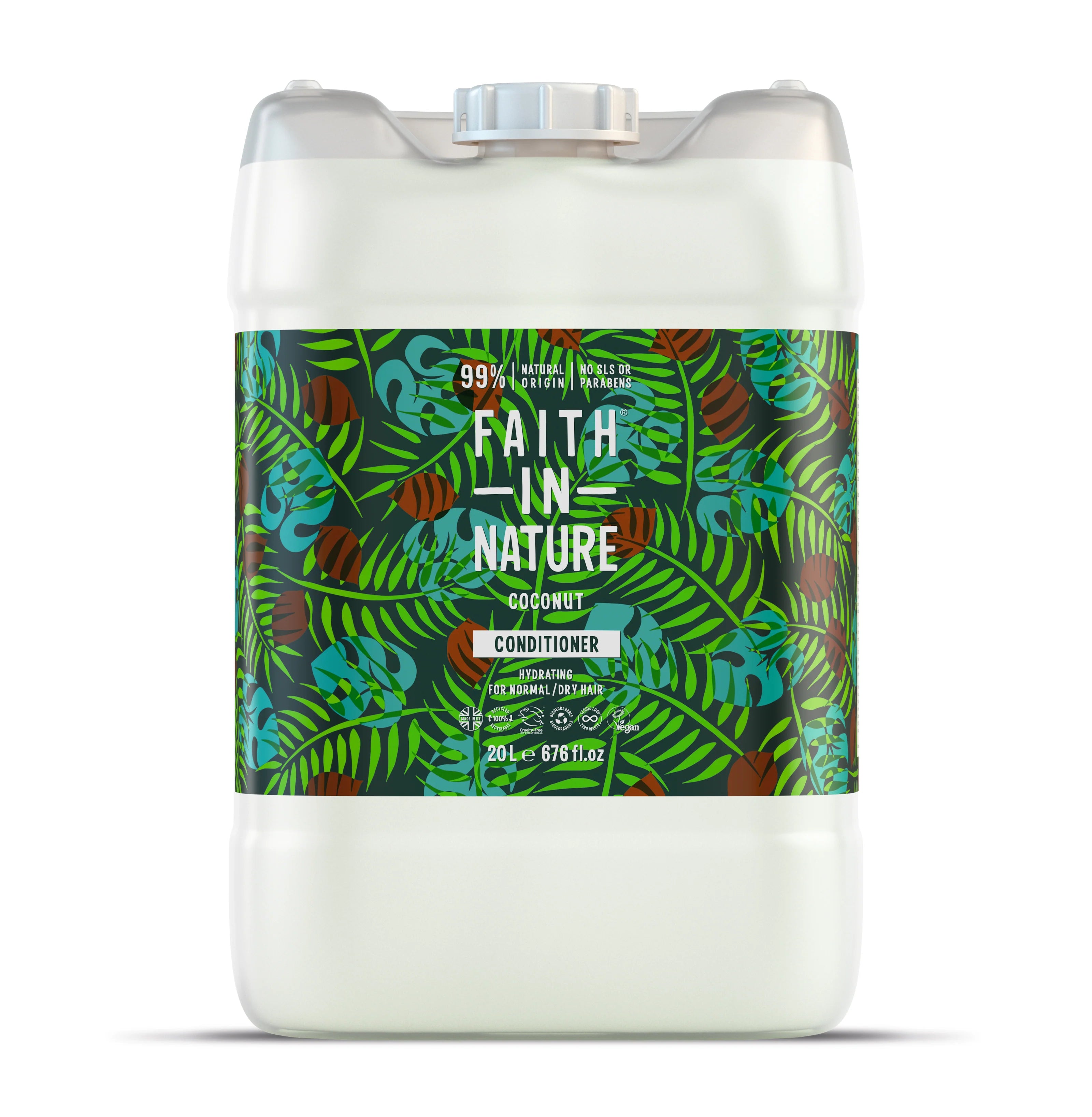 Faith In Nature Coconut Conditioner 20L - Hydrating & Nourishing Hair Care for Dry & Damaged Hair - Perfect for Salon, Home & Travel Use