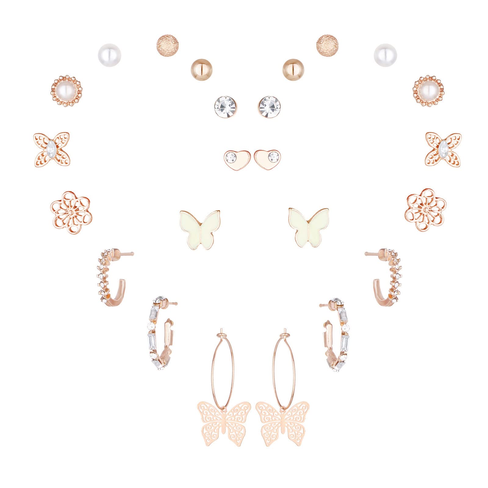 Stylish Multiple Stud Earrings Set for Women & Girls - Trendy Mixed Small Stud & Hoop Earrings | Perfect Gift for Birthdays, Parties & Everyday Wear