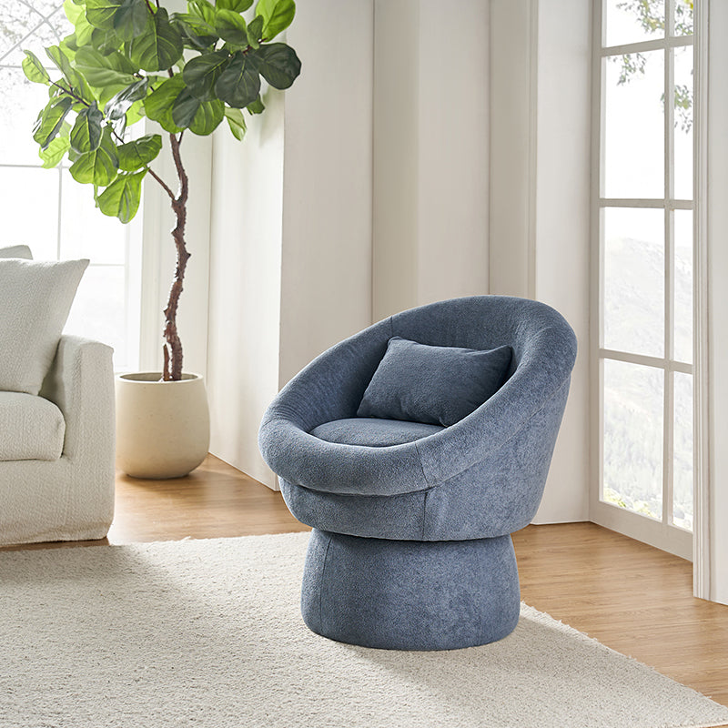 Modern Lamb Wool Swivel Barrel Chair - Cozy Accent Seat for Living Room, Office or Reading Nook - Soft Rotating Lounge Chair with Ergonomic Support