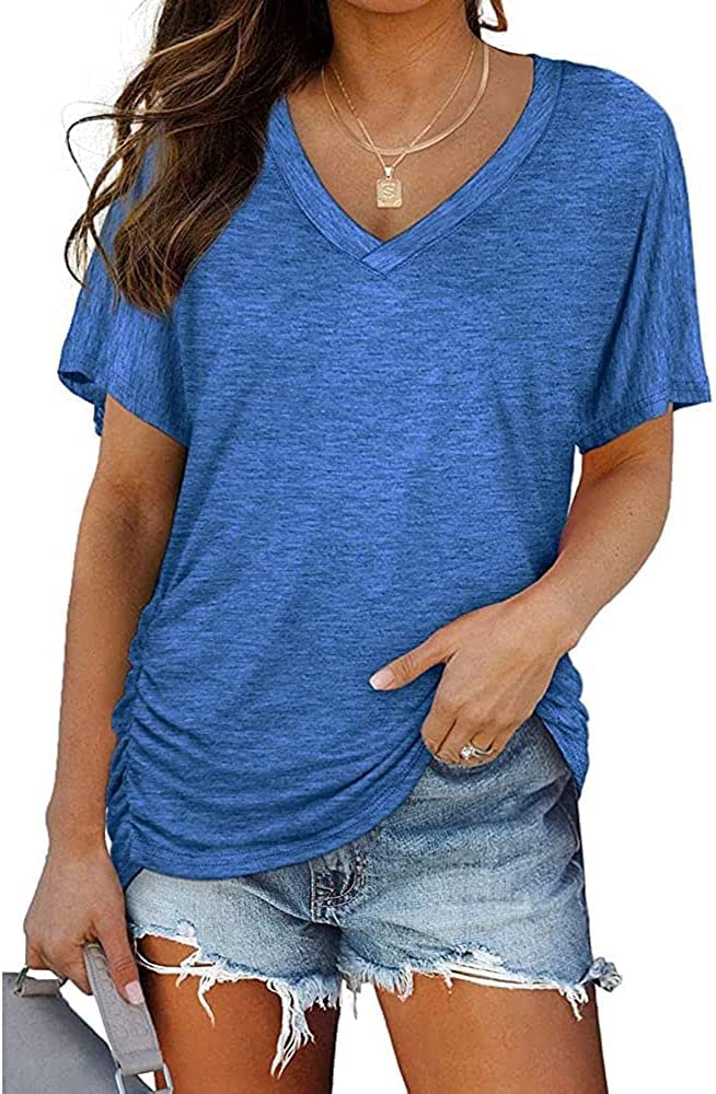 Women's Summer Tops - Plain Casual Short Sleeve T-Shirts with Petal Sleeve Design, Trendy Loose Fit for Everyday Wear | Perfect for Beach Outings, Weekend Brunch & Summer Vacation