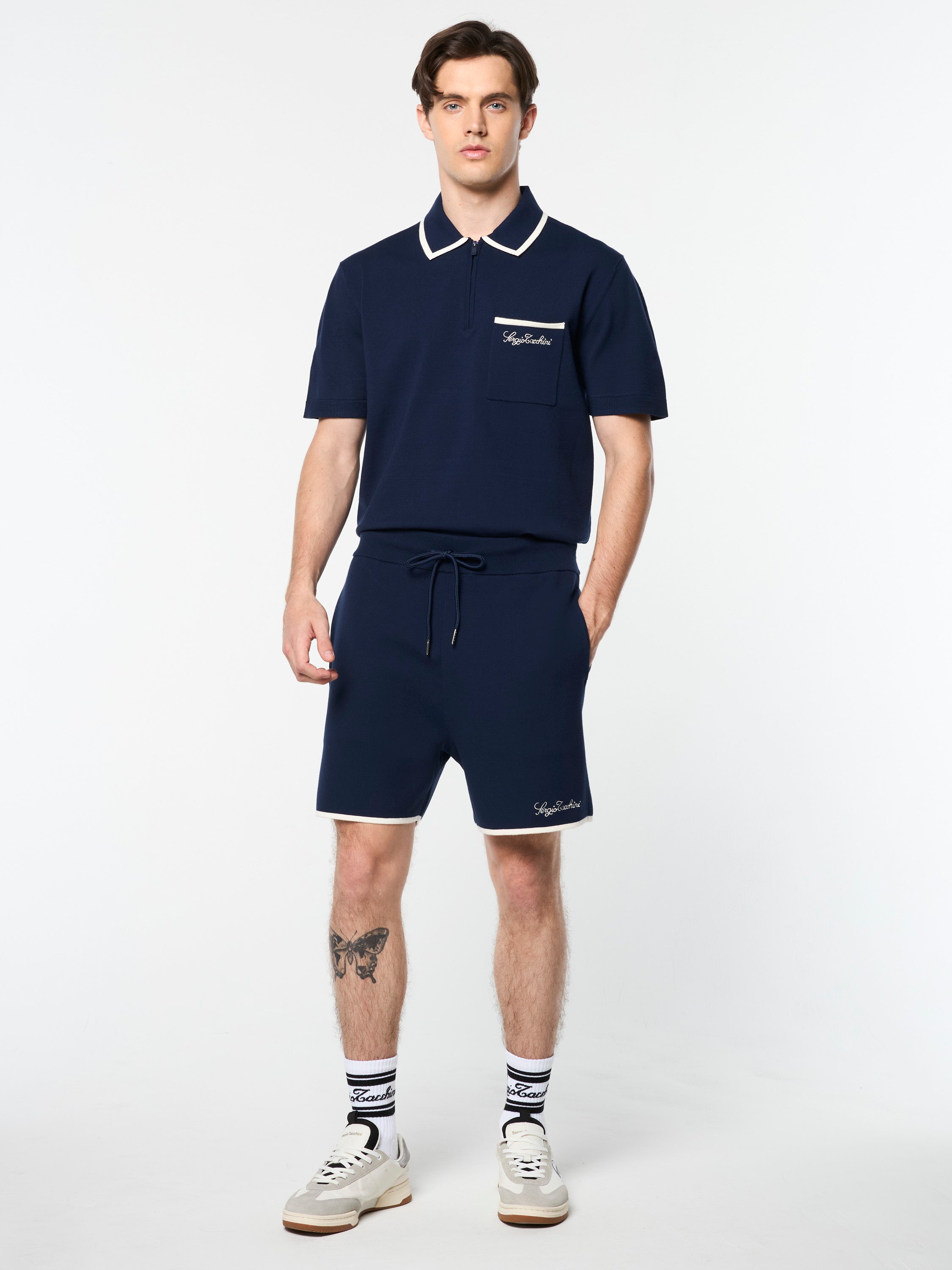 Enzo Knit Shorts for Men - Comfortable Casual Stretch Shorts in Maritime Blue | Perfect for Summer, Beach, and Lounge Wear