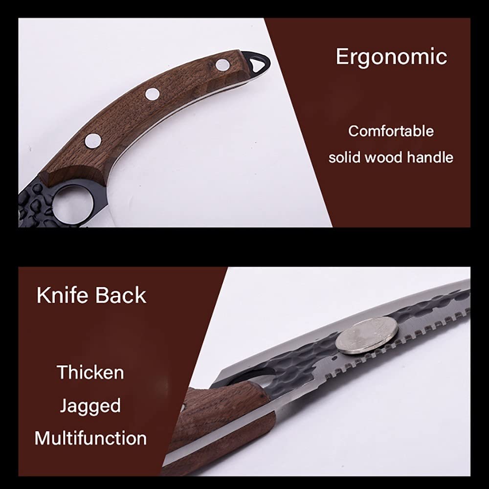 Viking Forged High Carbon Steel Boning Knife - Serbian Jagged Fish Scale Design - Professional Butcher & Kitchen Knife Set for Meat Cutting, Fish Filleting & Cooking | BY ZZYY | Perfect for Home Chefs, BBQ Enthusiasts & Professional Kitchens