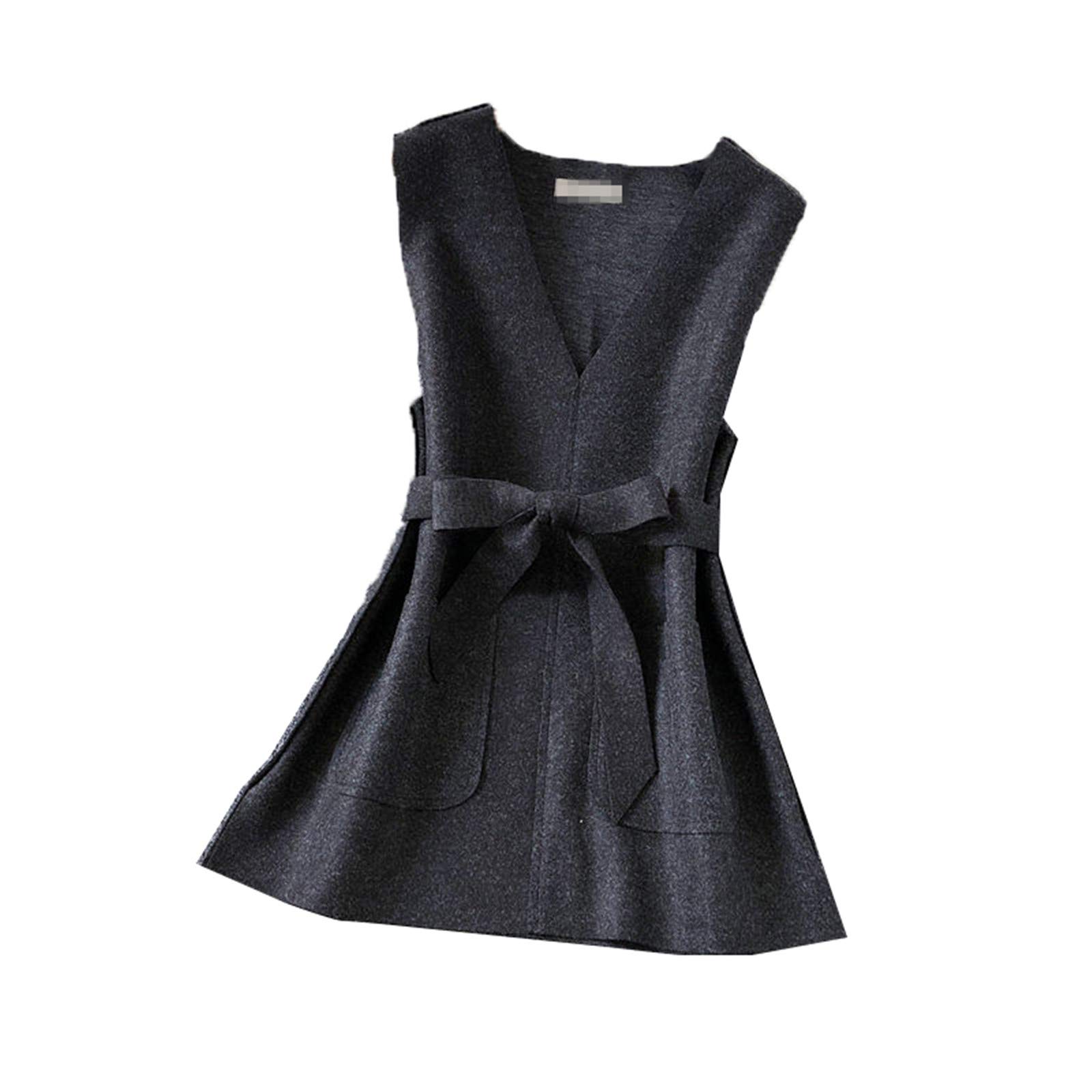 Women's Wool Bow Belt Coat - Slim Fit Korean Style Jacket for Spring & Autumn | Office Wear, Vest Waistcoat for Work & Casual Outfits
