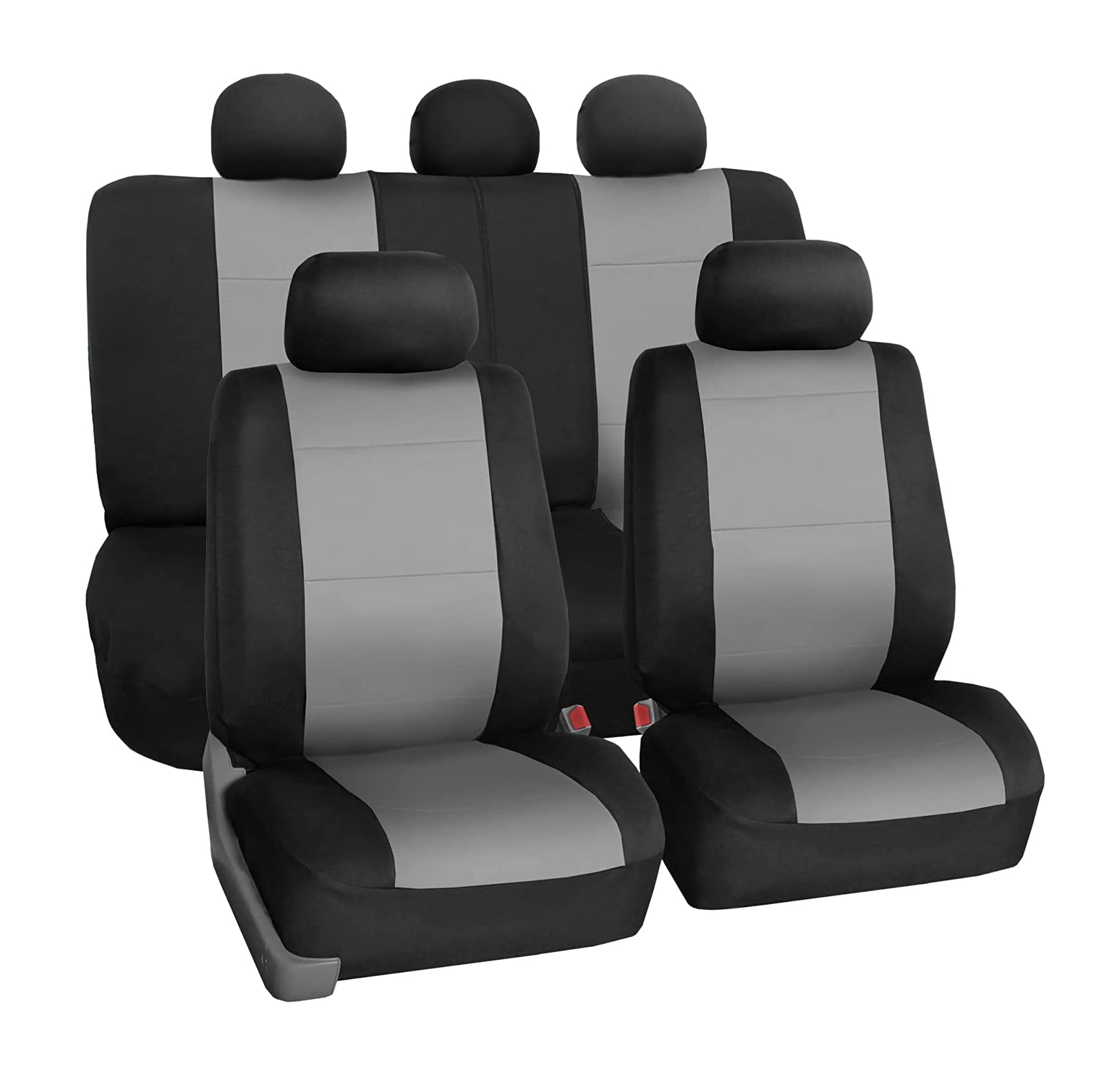 Premium Neoprene Car Seat Covers Full Set - Universal Fit for SUV, Sedan, Truck | Airbag Compatible, Washable & Durable | Low Back Front & Split Bench Rear Seat Covers | Perfect for Daily Commute, Road Trips & Family Travel (Gray)