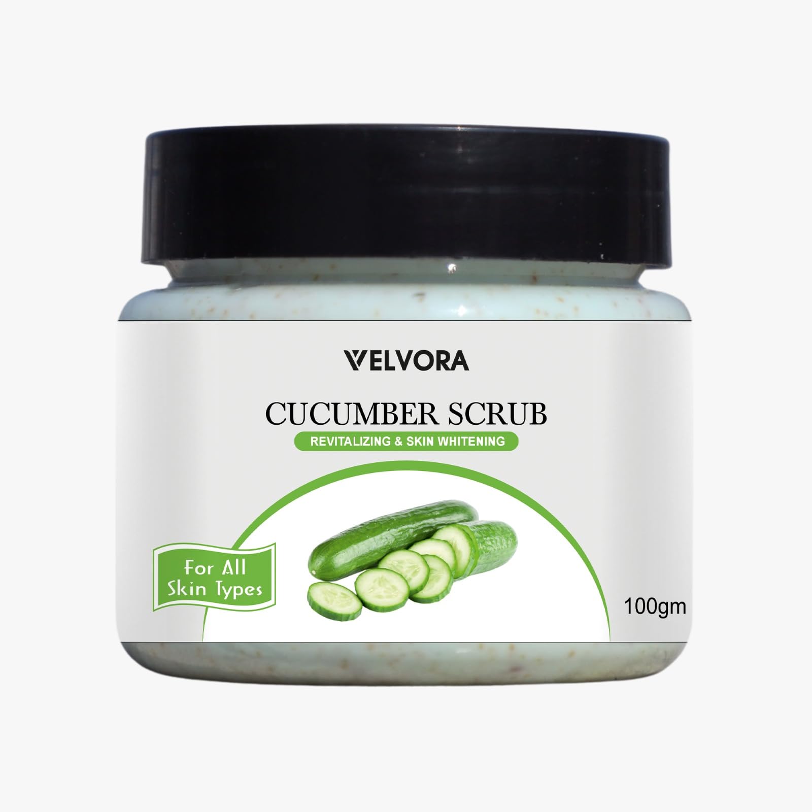 VELVORA Cucumber Facial Scrub - 100g Exfoliating Cleanser for Brightening & Smoothing Skin | Gentle Face Wash for Glowing Complexion | Perfect for Daily Skincare & Acne-Prone Skin