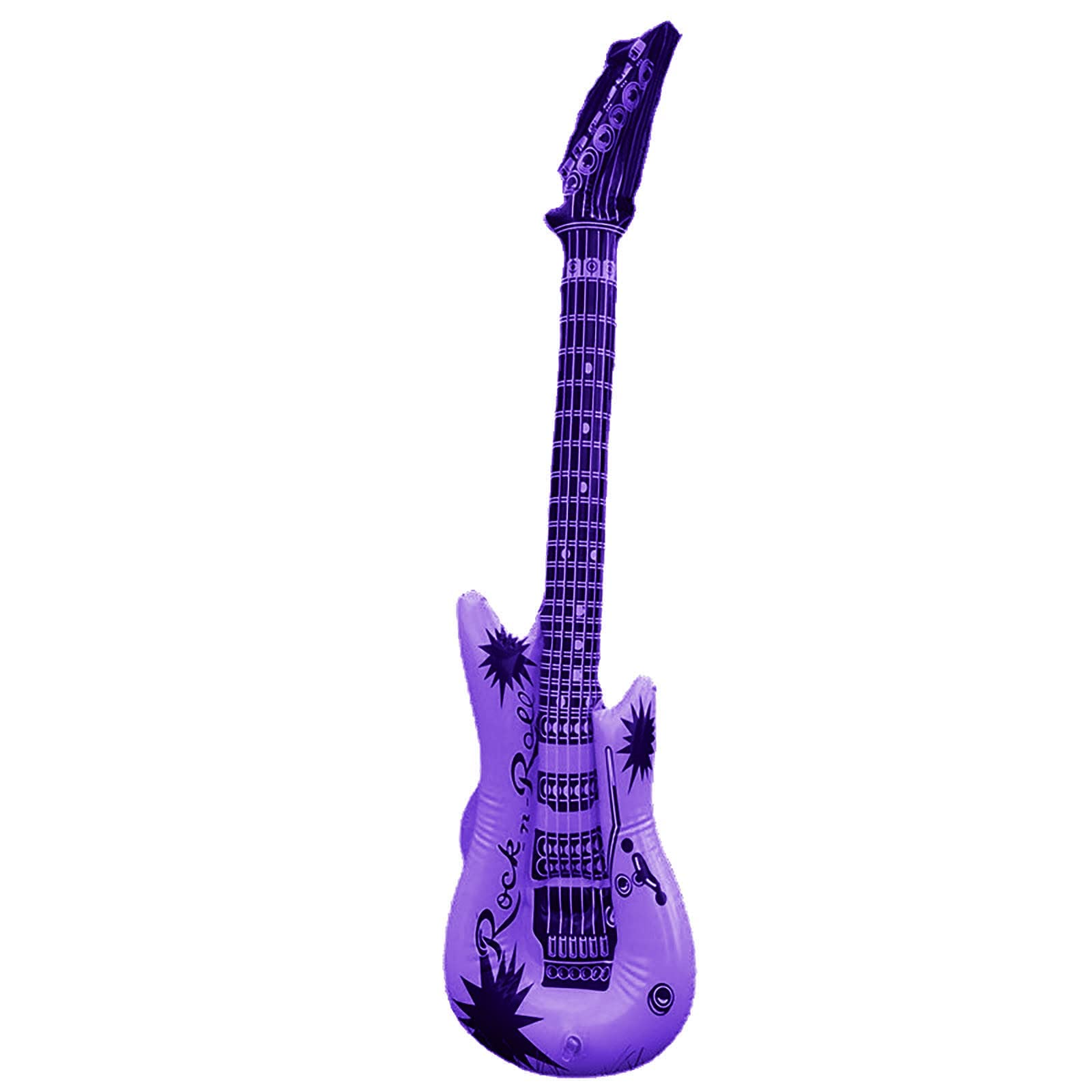 Inflatable Guitar Rock Star Toy Set - Large Blow Up Air Guitar for Kids & Adults - Fancy Dress Party, Birthday, Wedding Decorations (Purple) - Perfect for Costume Parties, Music Themed Events & Stage Performances