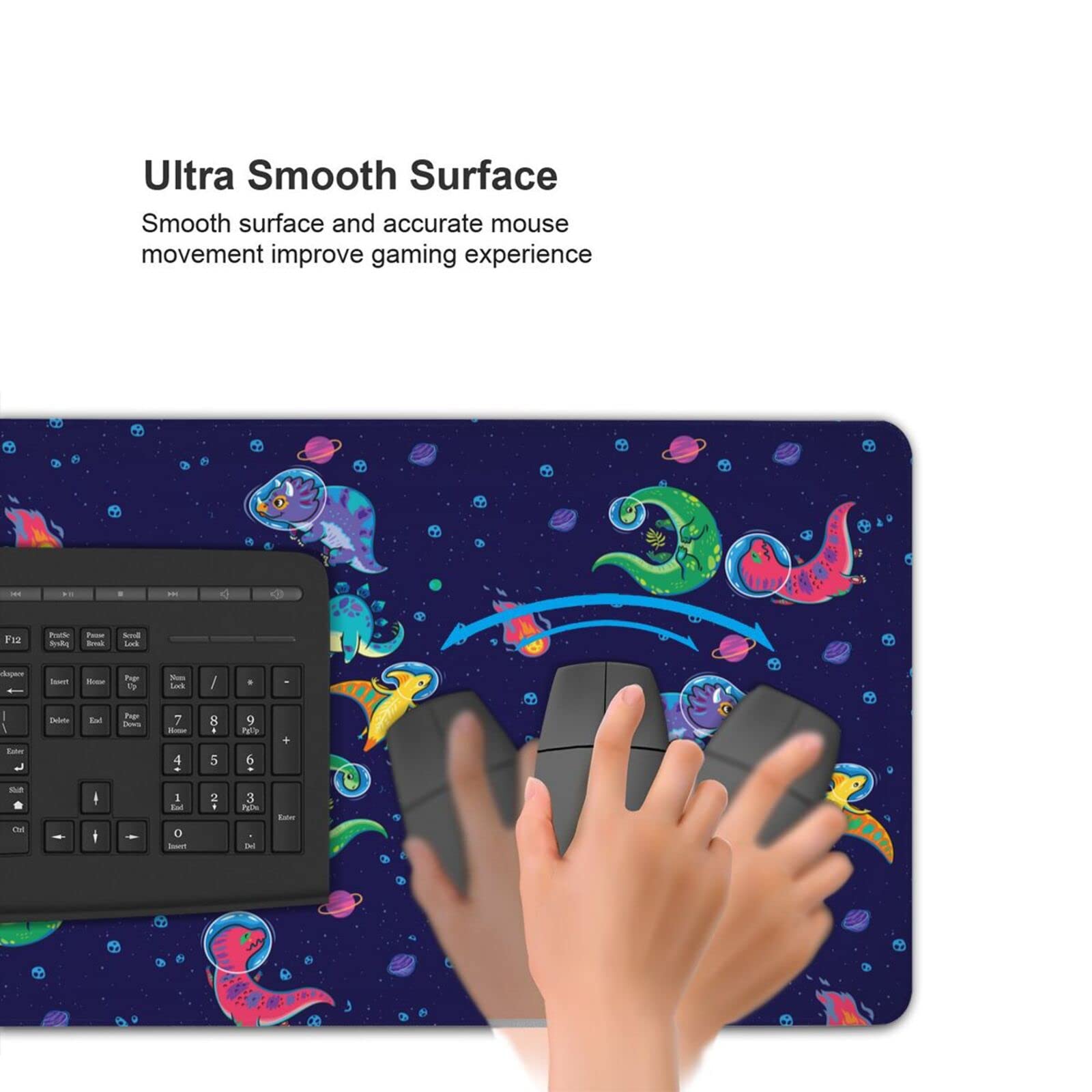 Cute Dinosaur Mouse Pad - Non-Slip Rubber Gaming Mouse Pad with Extended Rectangle Design for Office & Home Desk - Perfect for Work, Gaming & Computer Use
