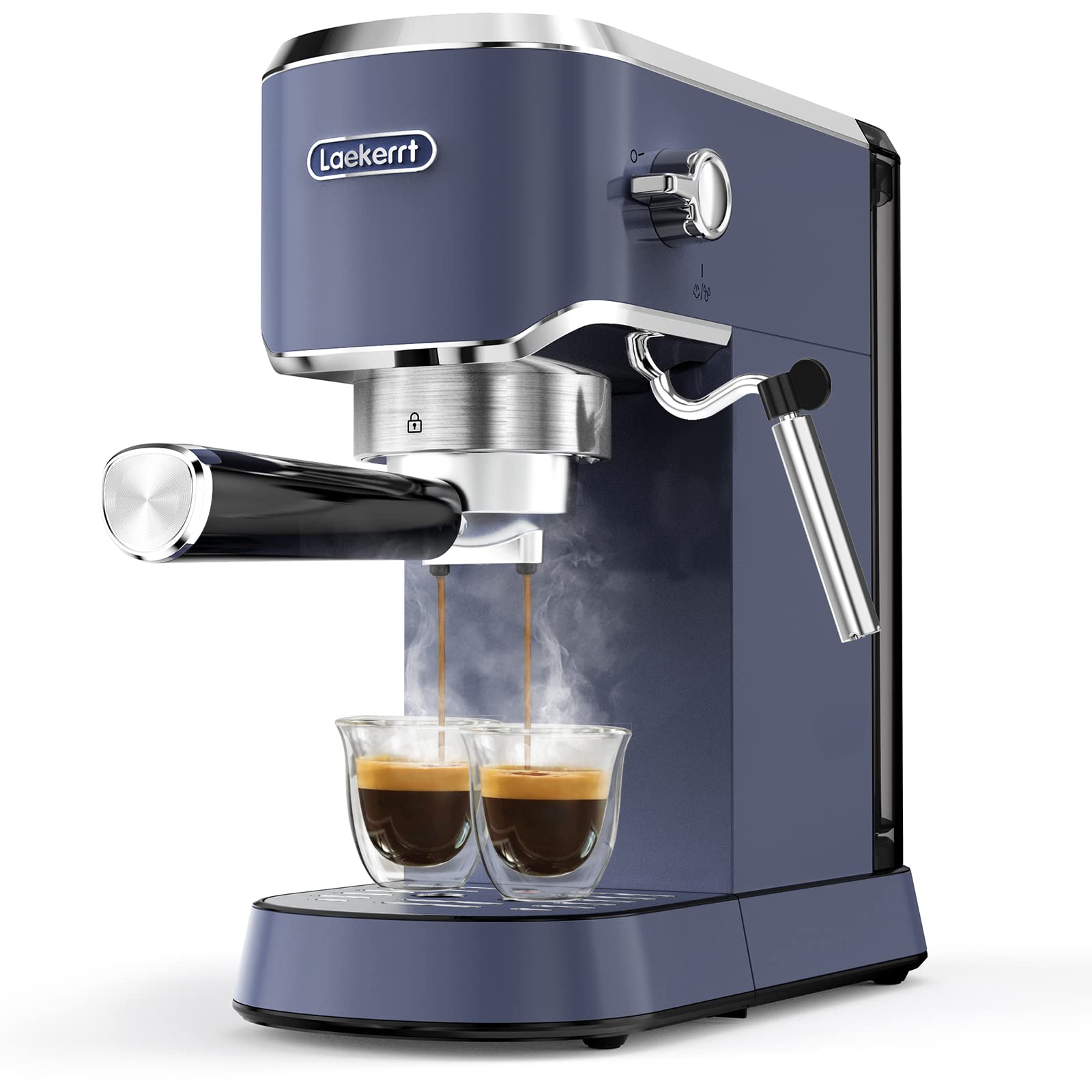 Professional 20 Bar Espresso Machine with Milk Frother - Laekerrt CMEP02 for Cappuccino & Latte, Navy Blue Coffee Maker - Perfect Gift for Coffee Lovers | Home Barista, Office Coffee Station & Entertaining Guests