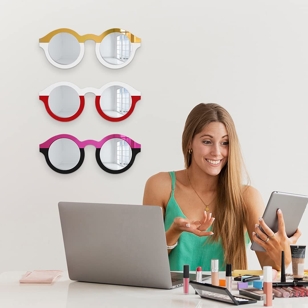 Stylish Sunglasses Wall Decor - Modern Acrylic Wall Art Mirror for Optometry & Eyeglasses - Perfect for Dorm, Bedroom, or Office Decor - Ready to Hang