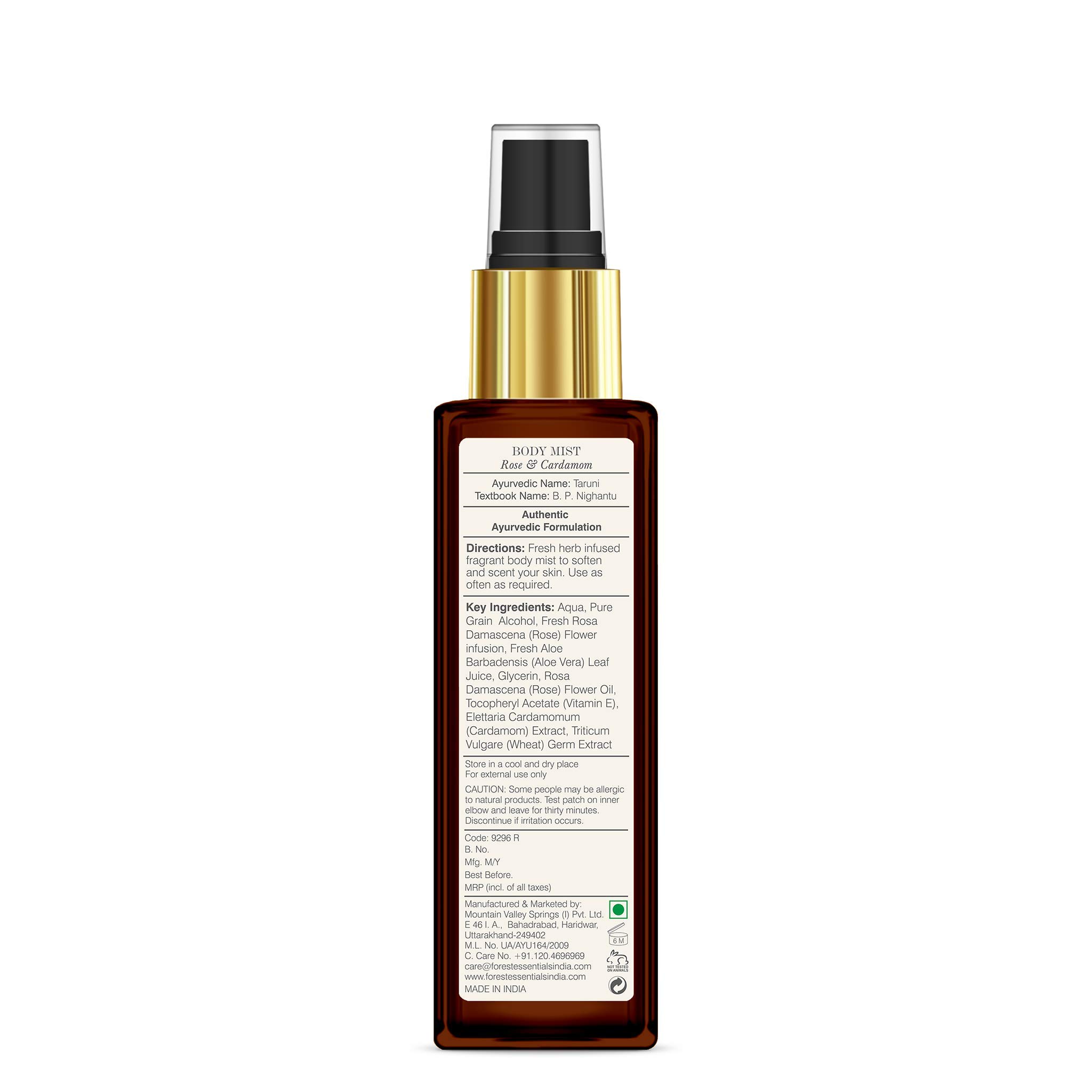 Rose & Cardamom Body Mist Spray - 100ml Floral Fragrance for Women | Long Lasting Perfume Mist for Daily Use, Date Night & Special Occasions