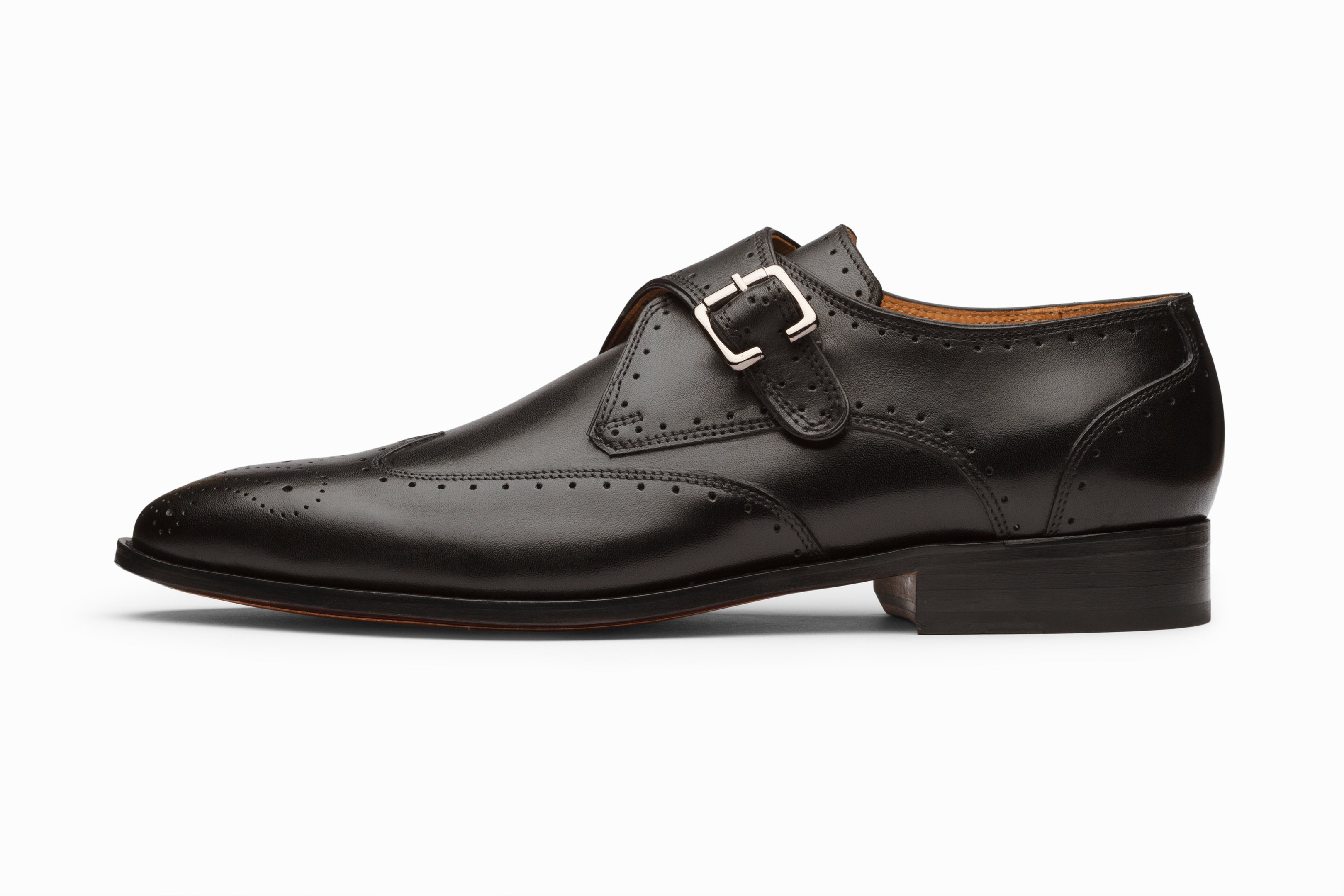 Stylish Black Brogue Monk Strap Dress Shoes for Men - Perfect for Business, Formal Events & Office Wear