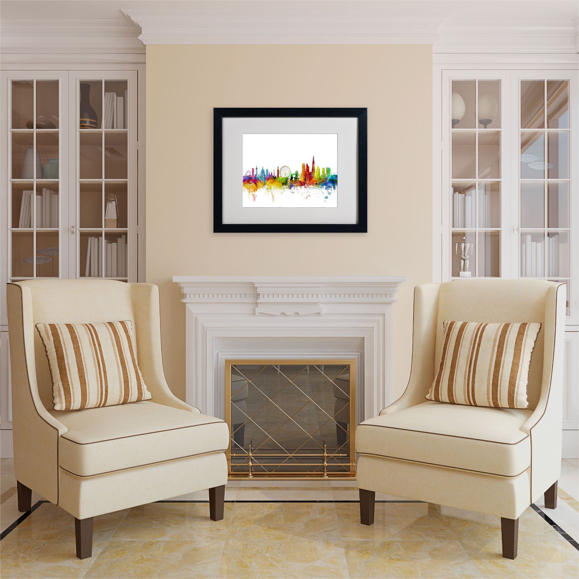 Michael Tompsett London England Skyline IX Canvas Art Print - 16x20 Inch Black Framed Wall Decor for Living Room, Office & Bedroom