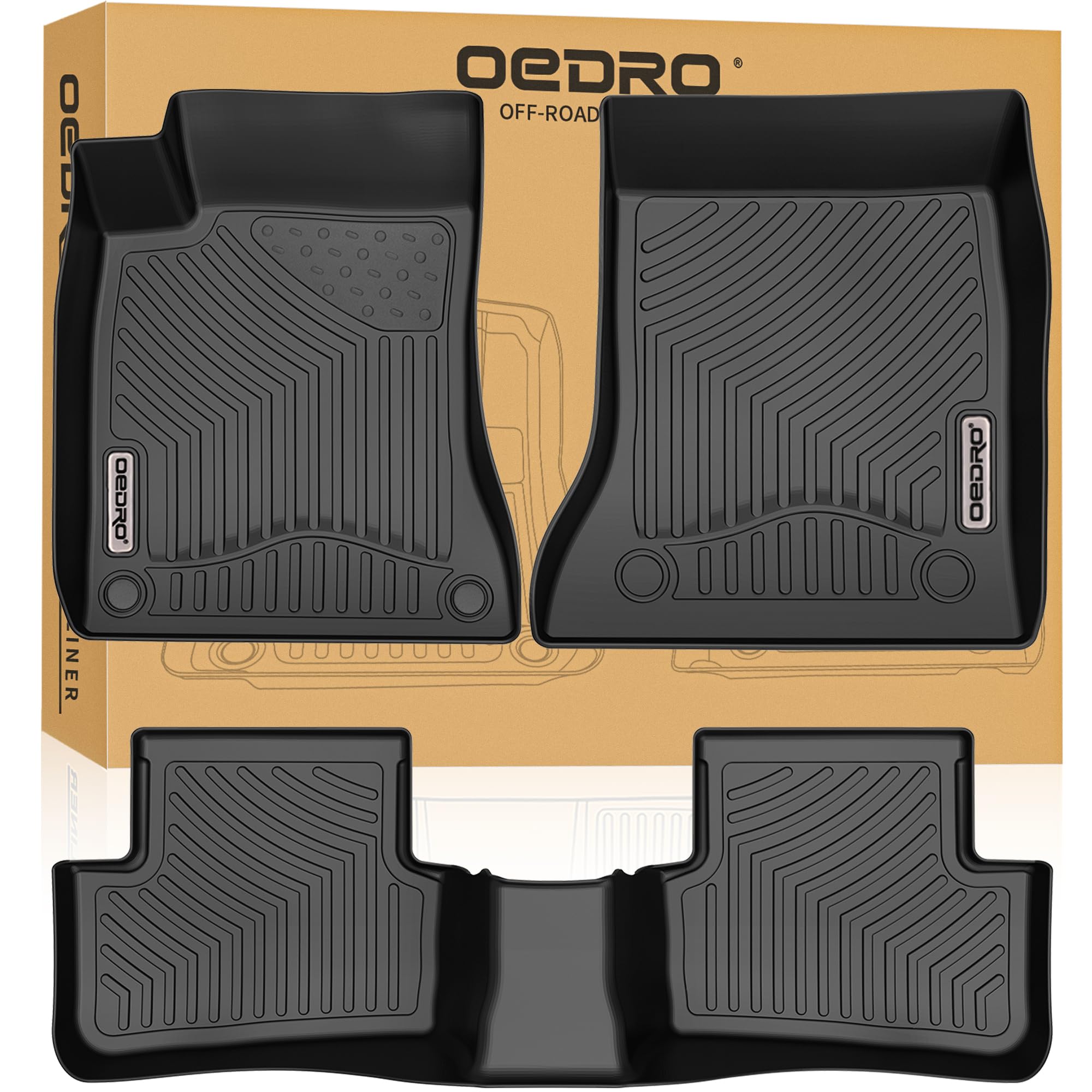 OEDRO Custom Fit All-Weather Floor Mats for 2014-2019 Mercedes Benz CLA-Class & 2015-2020 GLA-Class | TPE Rubber Front & Rear 2 Row Liners | Waterproof, Durable Car Mats for Winter, Rain & Mud Protection | Perfect for Daily Commute, Road Trips & Off-Road Adventures