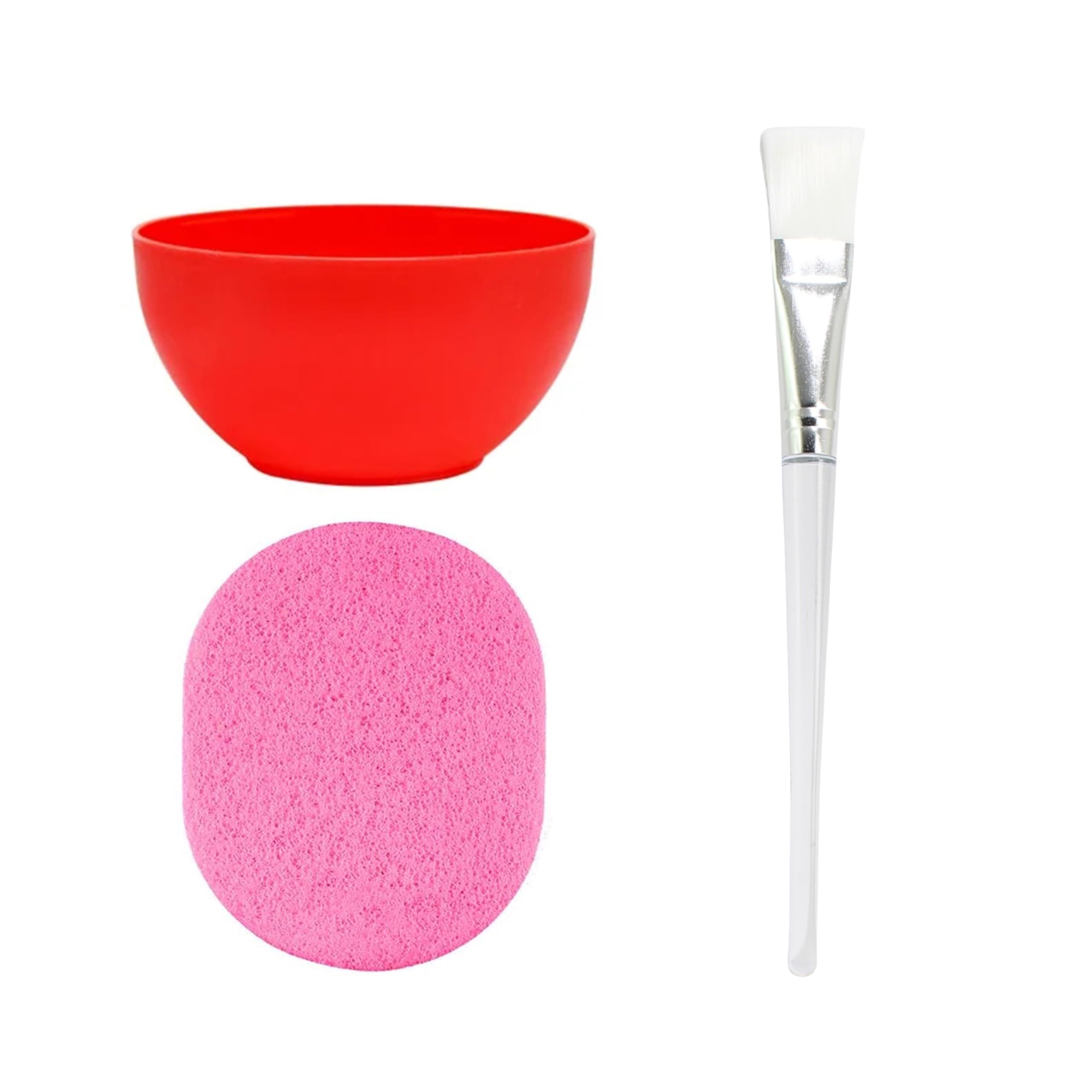 Premium Facial Skincare Set - 200ml Mixing Bowl, Transparent Handle Brush & Cleansing Sponge - DIY Face Mask & Spa Tools for Home Beauty Routine (Color May Vary) - Perfect for At-Home Facials, Self-Care Days & Professional Estheticians