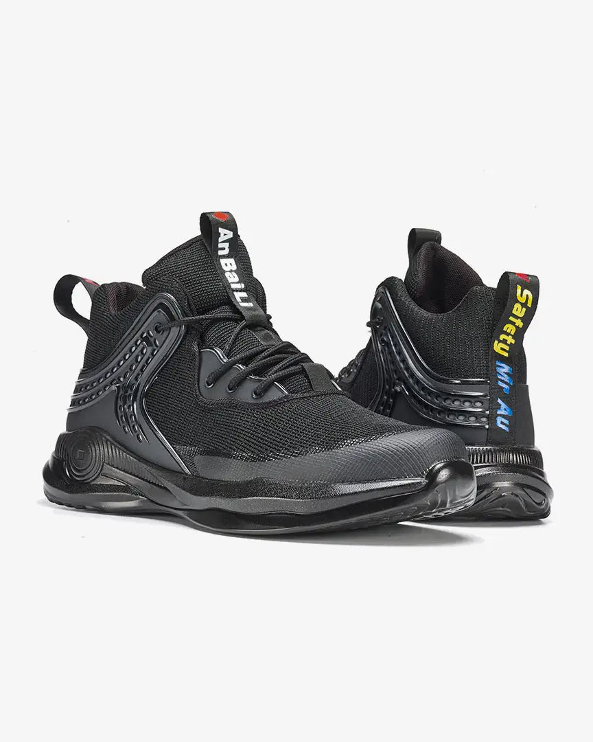 Steel Toe Athletic Mid Safety Boots for Men - Black Work Shoes ABL63 - Slip Resistant & Comfortable for Construction, Warehouse & Outdoor Work