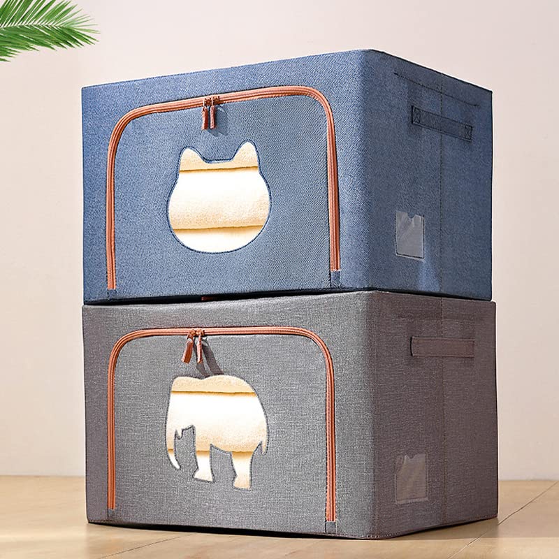 2-Pack Large Capacity Closet Organizers with Reinforced Handles & Sturdy Zippers - Foldable Storage for Clothes, Quilts, Blankets | Perfect for Bedroom, Closet, Dorm & Travel Organization