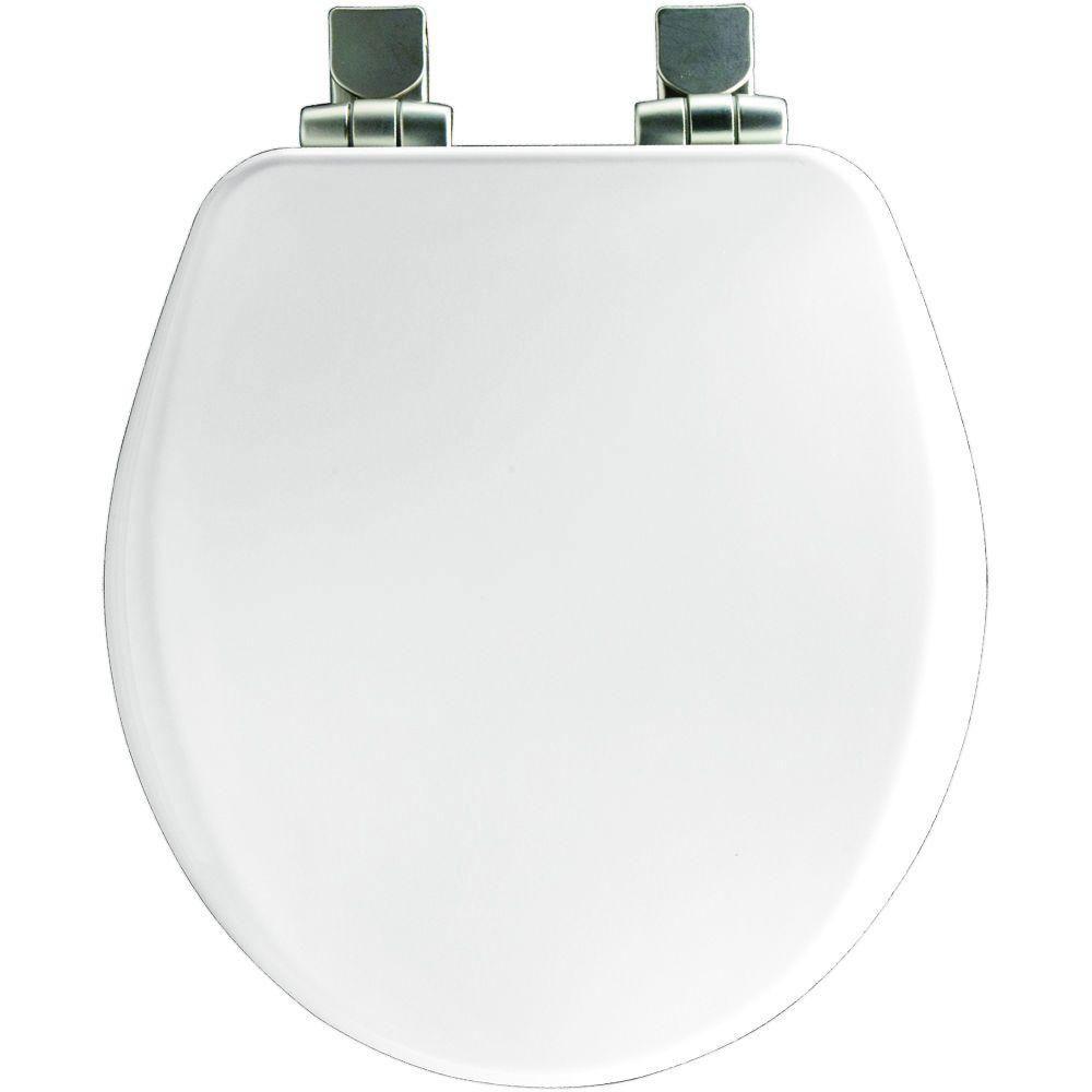 Bemis Slow Close Round Closed Front Toilet Seat - White 590104 - Durable & Quiet Bathroom Upgrade for Home or Office Use