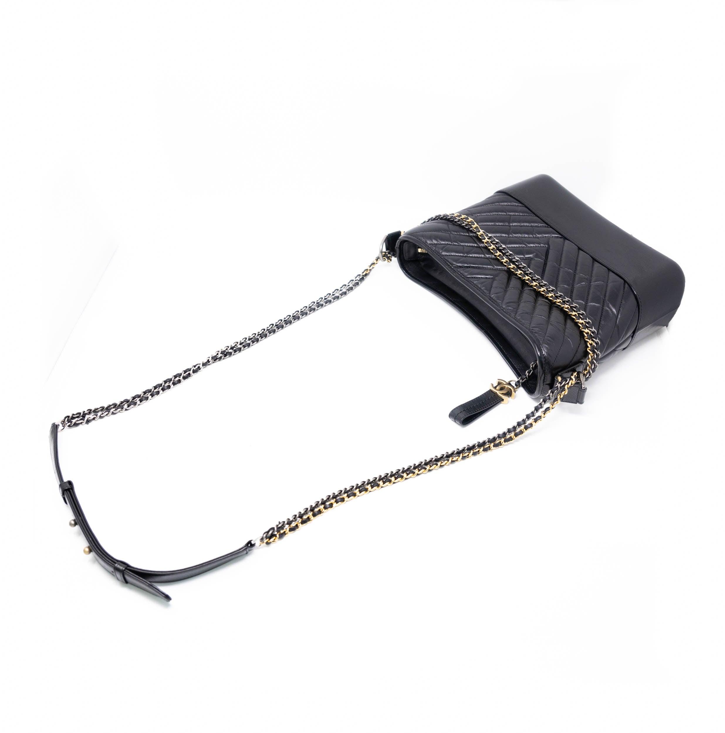 Chanel Black Chevron Medium Gabrielle Hobo Bag - Luxury Designer Handbag for Women, Perfect for Work, Travel & Everyday Use