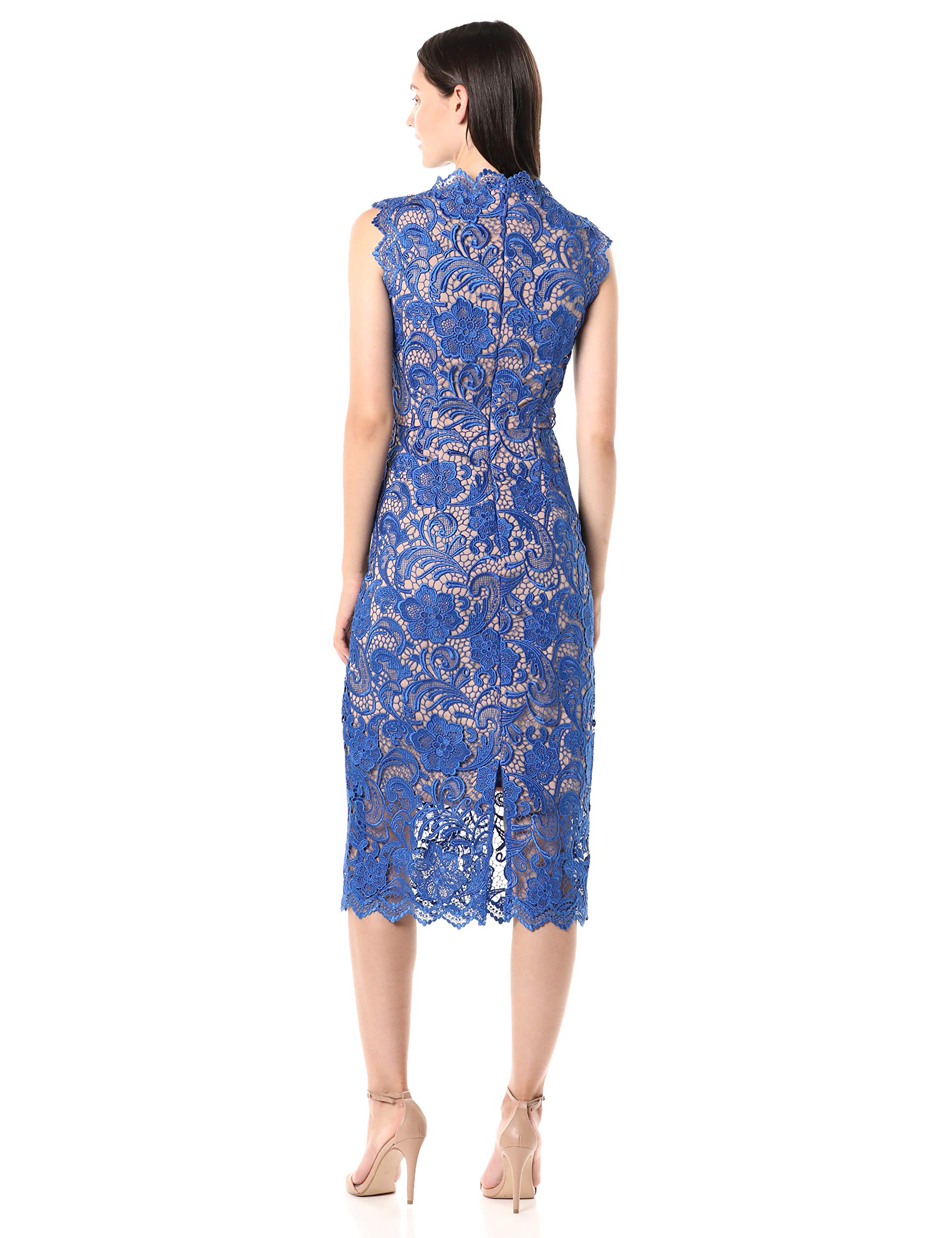 Dress the Population Women's Claudette Lace Sheath Midi Dress - Elegant Formal & Wedding Guest Dress for Special Occasions