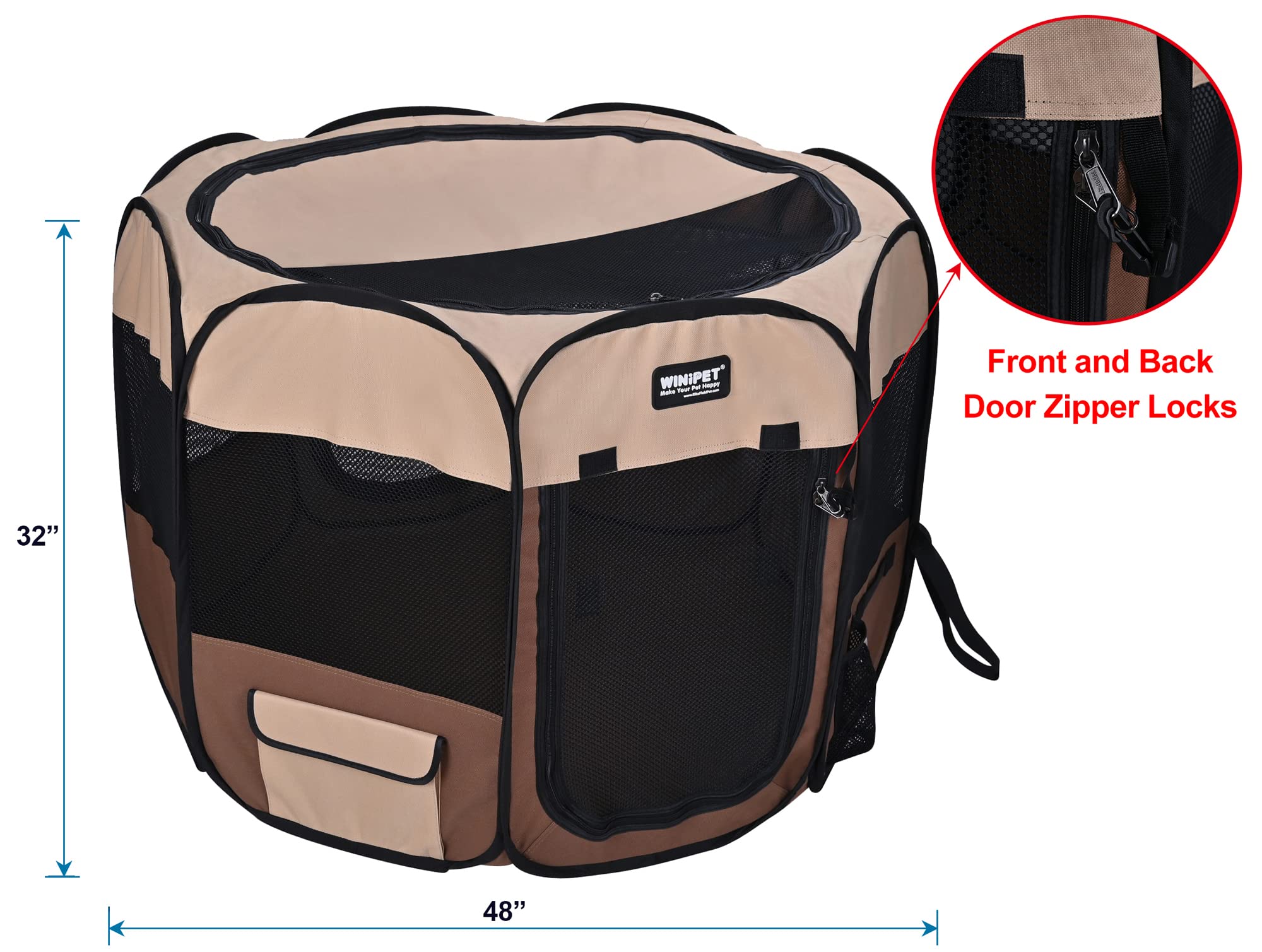 2-Door Folding Soft Pet Playpen for Dogs & Cats - 10 Sizes & 12 Colors with Carrying Bag & Food-Grade Silicone Bowl - Indoor/Outdoor Exercise Pen & Portable Pet Home - Perfect for Travel, Camping, Backyard Play & Home Use (2-Year Warranty)