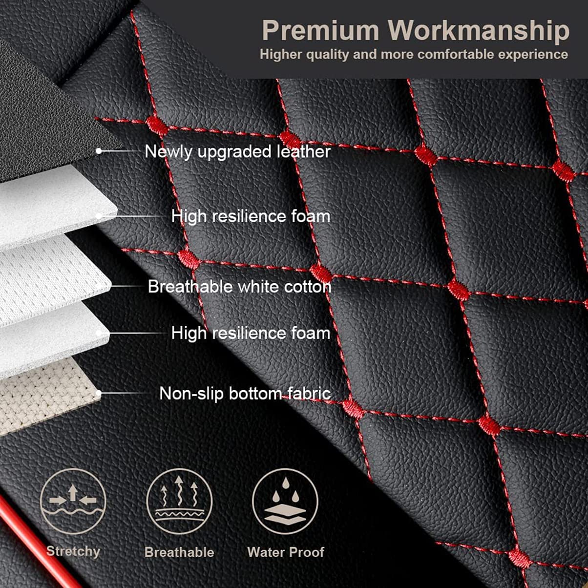 Premium Leatheratte Front Seat Covers for Mercedes M-Class 2000-2015 - Waterproof Car Seat Protectors (2-Piece Set, Black/Red) | MBZ-001 | Perfect for Road Trips & Daily Commutes