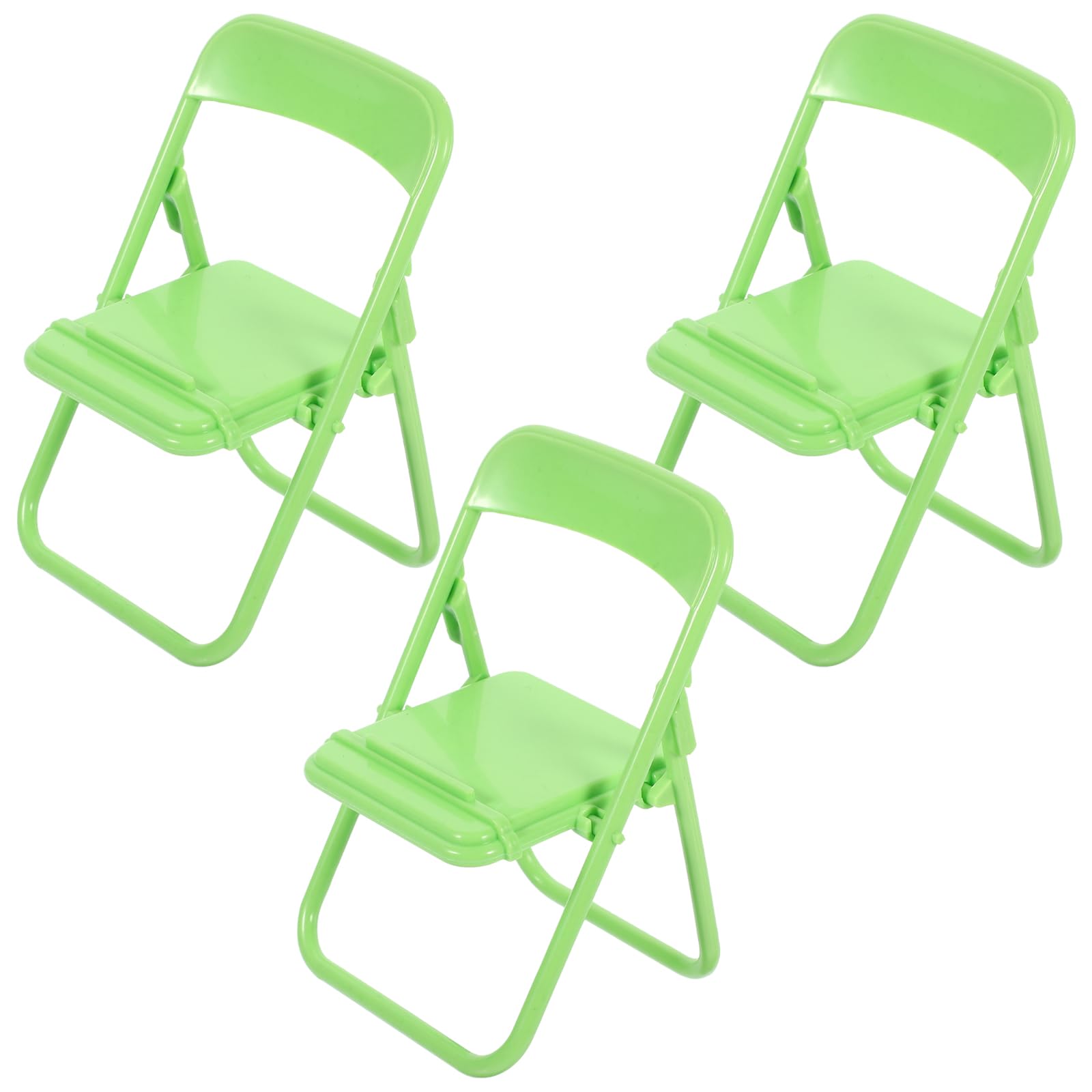 Toyvian 3Pcs Miniature Folding Chairs - 1:12 Scale Dollhouse Furniture, Phone Holder & Action Figure Accessories for Desktop Decor | Perfect for Dollhouse Scenes, Photography Props & Collectible Displays