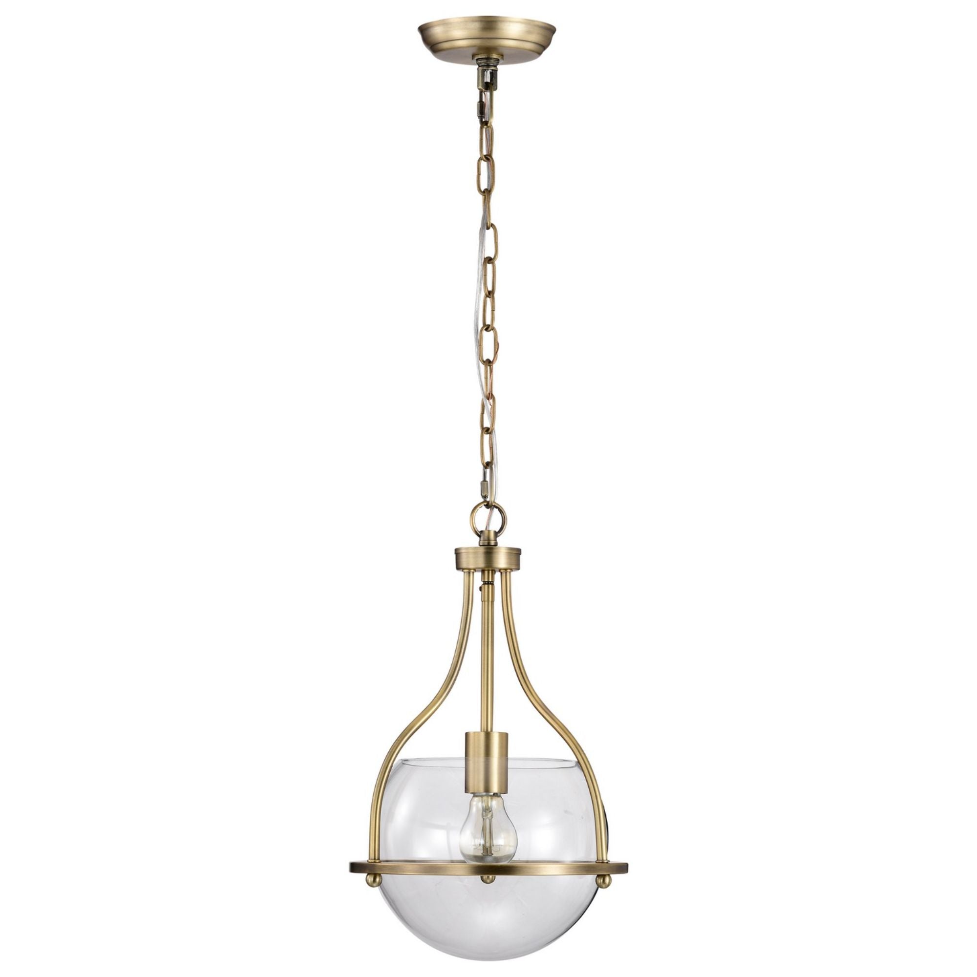 Vintage Brass 10-Inch Pendant Light - Amado Industrial Style Hanging Fixture for Kitchen Island, Dining Room, or Entryway Lighting