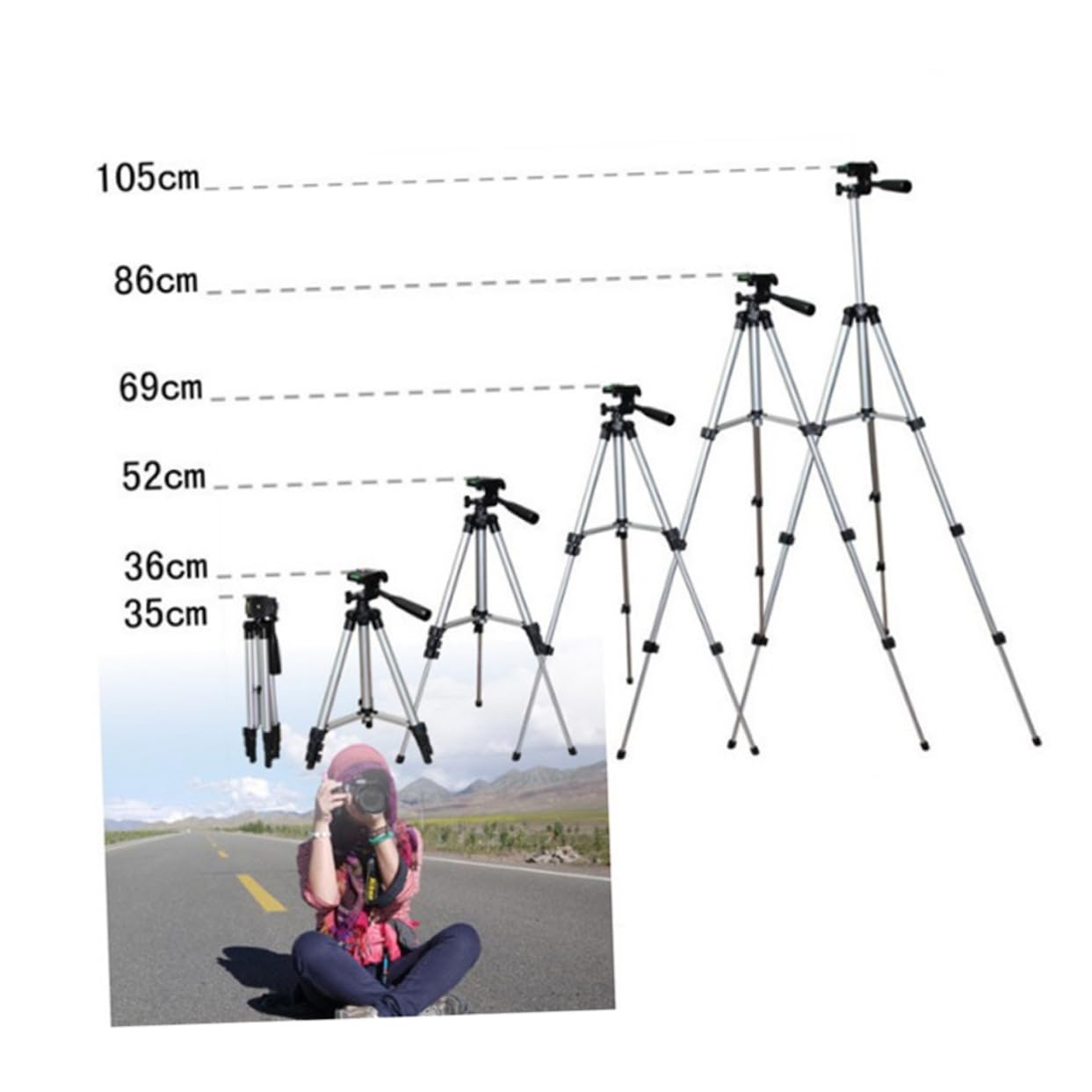 CAXUSD 360° Rotatable Phone Stand with Tripod Base - Adjustable Holder for Smartphones, Tablets & Cameras - Perfect for Video Calls, Live Streaming & Hands-Free Viewing