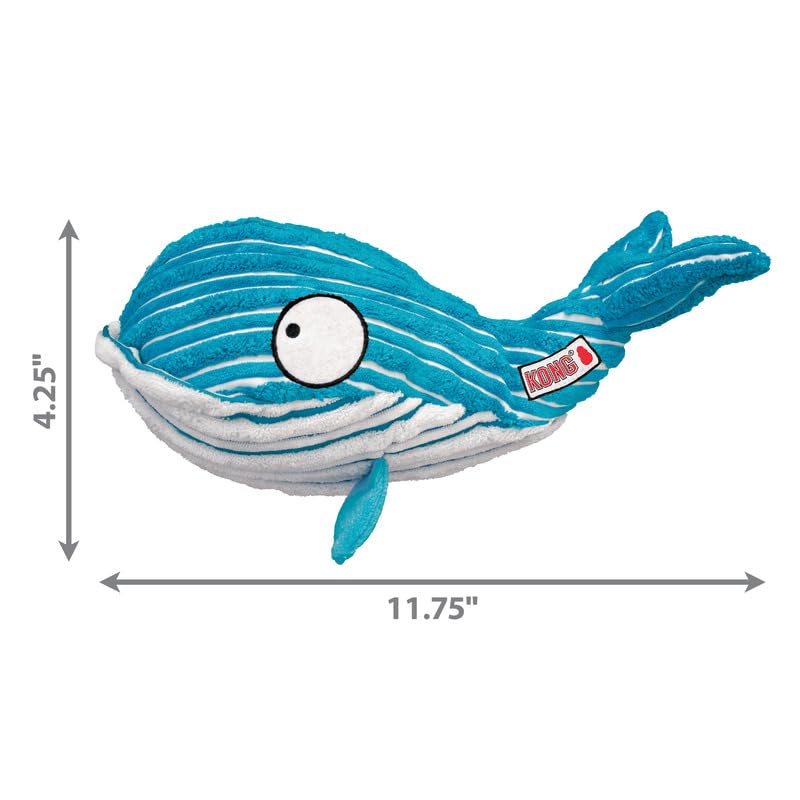 KONG CuteSeas Whale Plush Dog Toy - Soft Corduroy Chew Toy for Large Dogs - Durable & Safe for Aggressive Chewers - Perfect for Playtime, Training & Cuddling