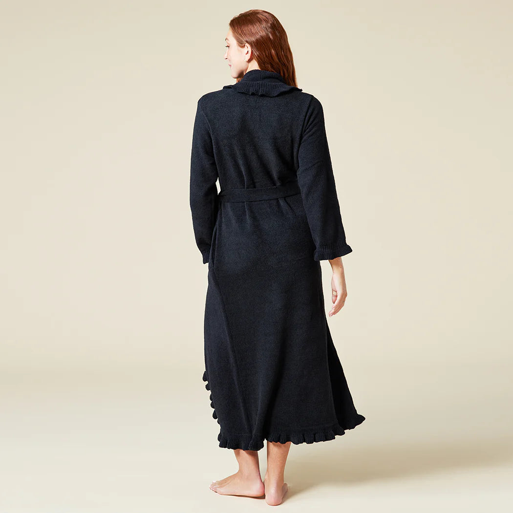 Soft Ruffle Chenille Ankle-Length Robe for Women - Cozy Bathrobe with Pockets, Perfect for Spa, Lounge & Relaxation at Home