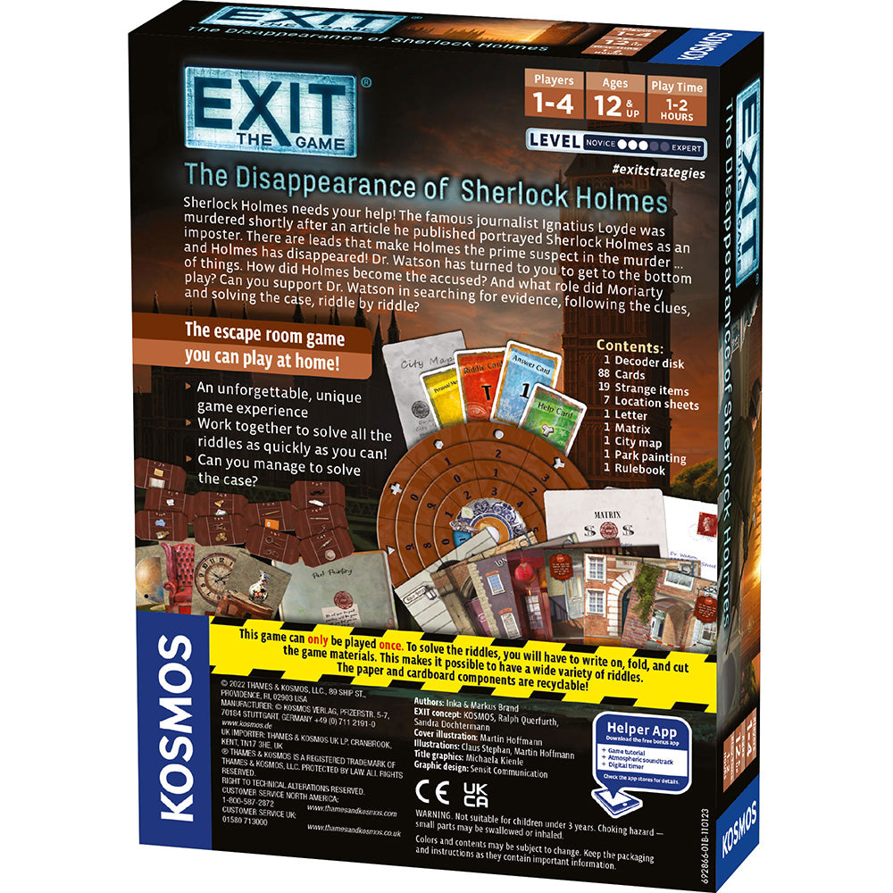EXIT: The Game - The Disappearance of Sherlock Holmes | Escape Room Board Game for Adults & Teens | Perfect for Family Game Nights & Party Entertainment