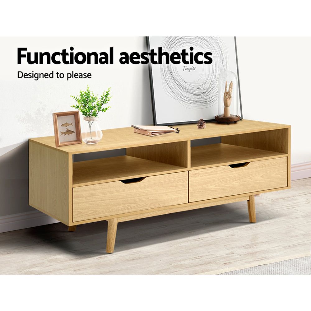 Artiss 120cm Pine TV Stand with Storage - Modern Entertainment Center for Living Room, Bedroom & Home Theater
