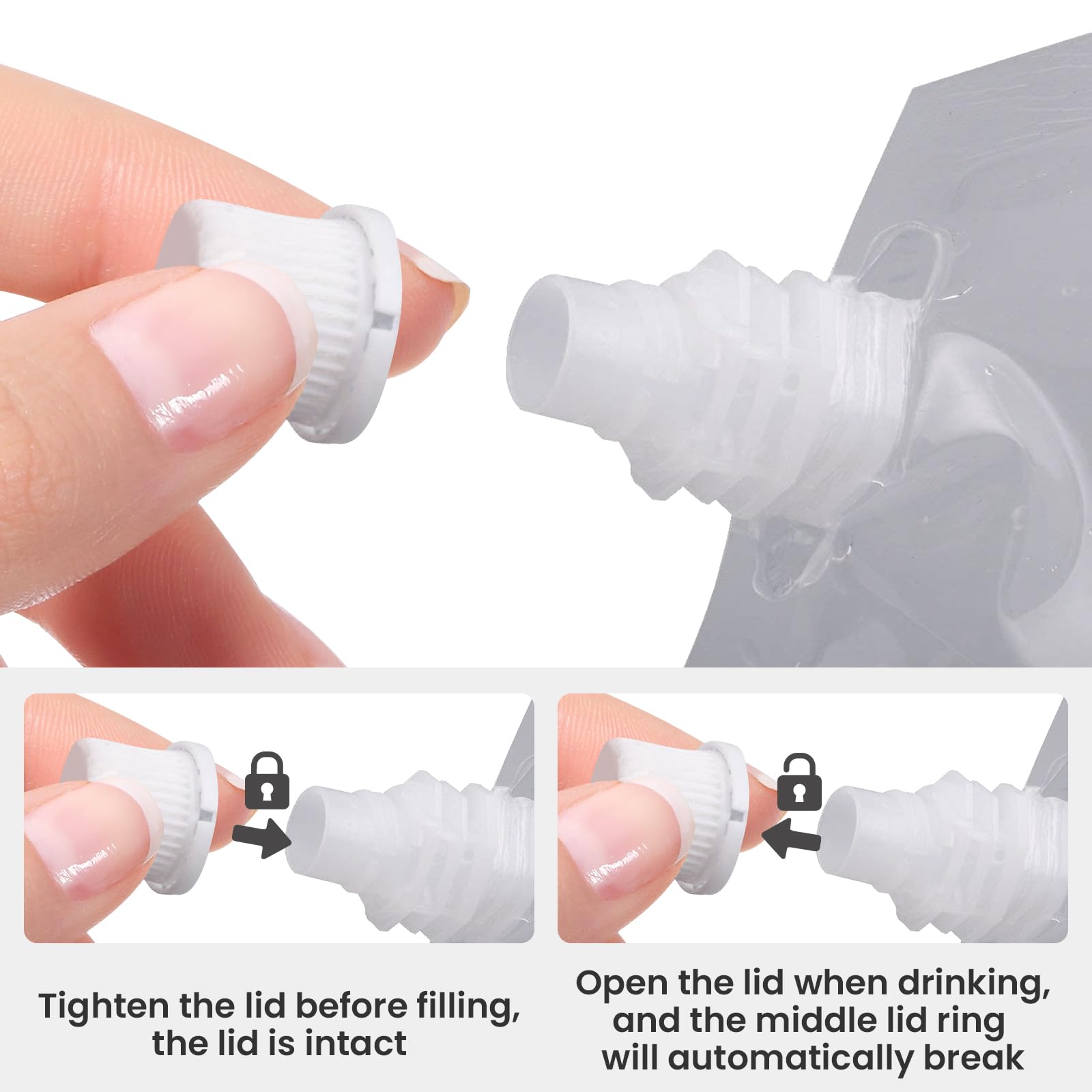 100 PCS Custom Drink Bags with Spout | Personalized 3.25 oz Clear Drink Pouches | Full Color Printing for Parties, Events & On-the-Go Hydration