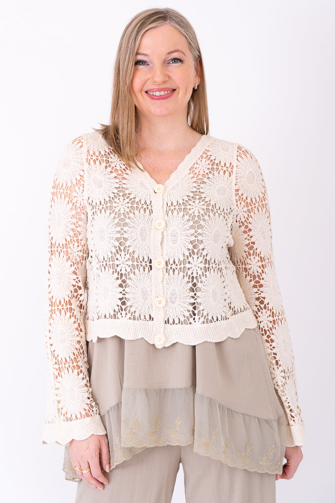Handmade Crochet Sweater for Women - 100% Natural Cotton Knitwear - Cozy Boho Chic Pullover for Fall & Winter - Perfect for Casual Wear, Coffee Dates and Weekend Outings