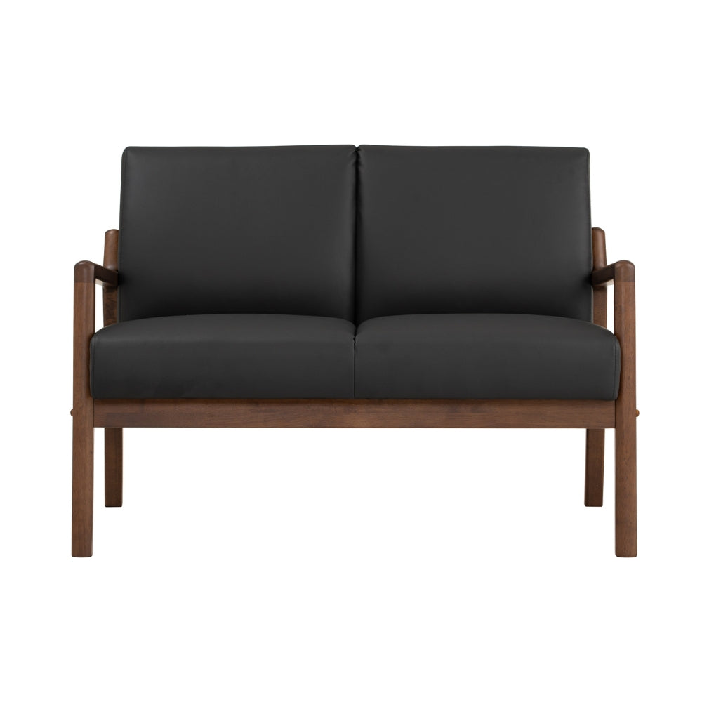 Premium 2-Seater Lounge Chair - Modern Black & Walnut Wood Accent - Perfect for Living Room, Patio, or Office Relaxation