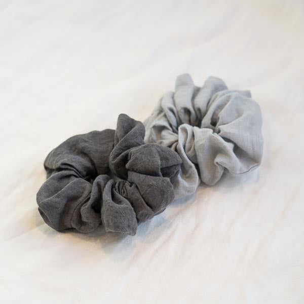 Sustainable Upcycled Linen Hair Scrunchies Set - Eco-Friendly Fabric Hair Ties for Women & Girls (3-Pack) - Perfect for Workouts, Yoga, Office & Everyday Use