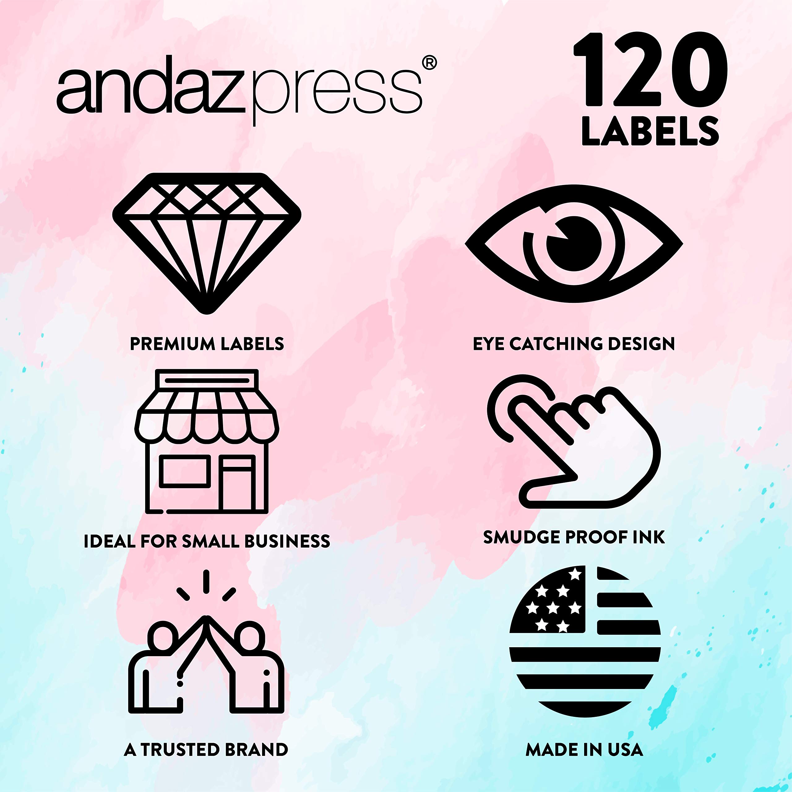 Andaz Press Round Small Business Sticker Labels - 120-Pack Waterproof Labels for Packaging, Shipping & Organizing - Perfect for Jars, Envelopes, Retail Products & DIY Crafts