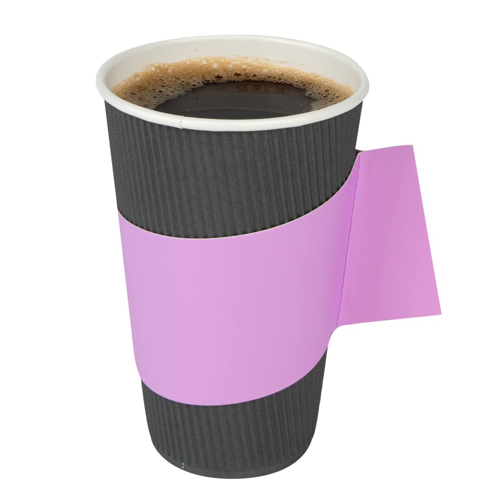 Restpresso 1000 Disposable Hot Coffee Cup Sleeves with Handle - Fits 12oz, 16oz & 20oz Cups | Lavender Paper Coffee Jackets for Restaurants, Cafes & Takeout (Cups Sold Separately) - Perfect for Coffee Shops, Office Break Rooms & Catering Events