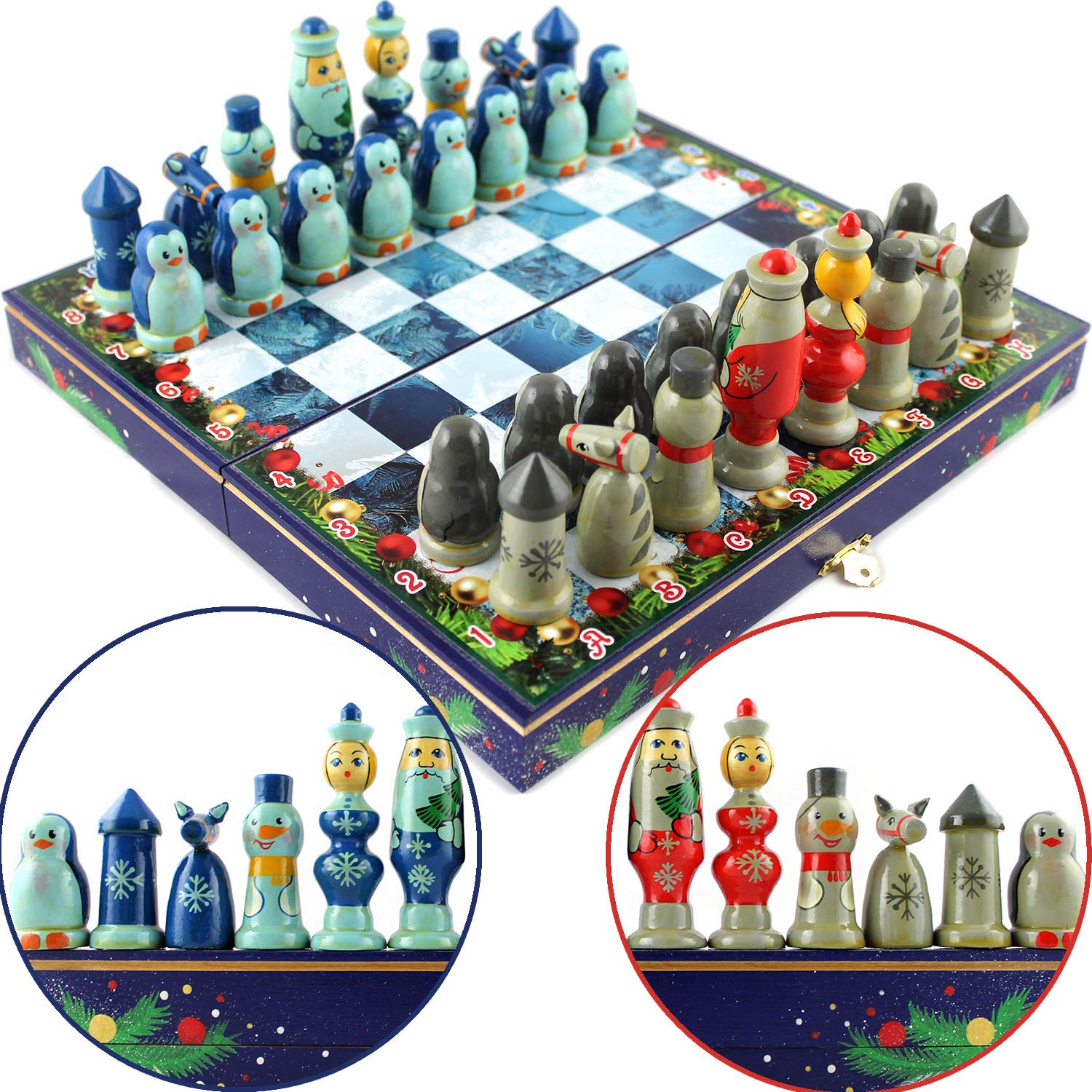 Premium Wooden Chess Set - Classic Christmas Chess Board Game for Adults & Kids - Perfect for Holiday Gifts, Family Game Nights & Indoor Entertainment