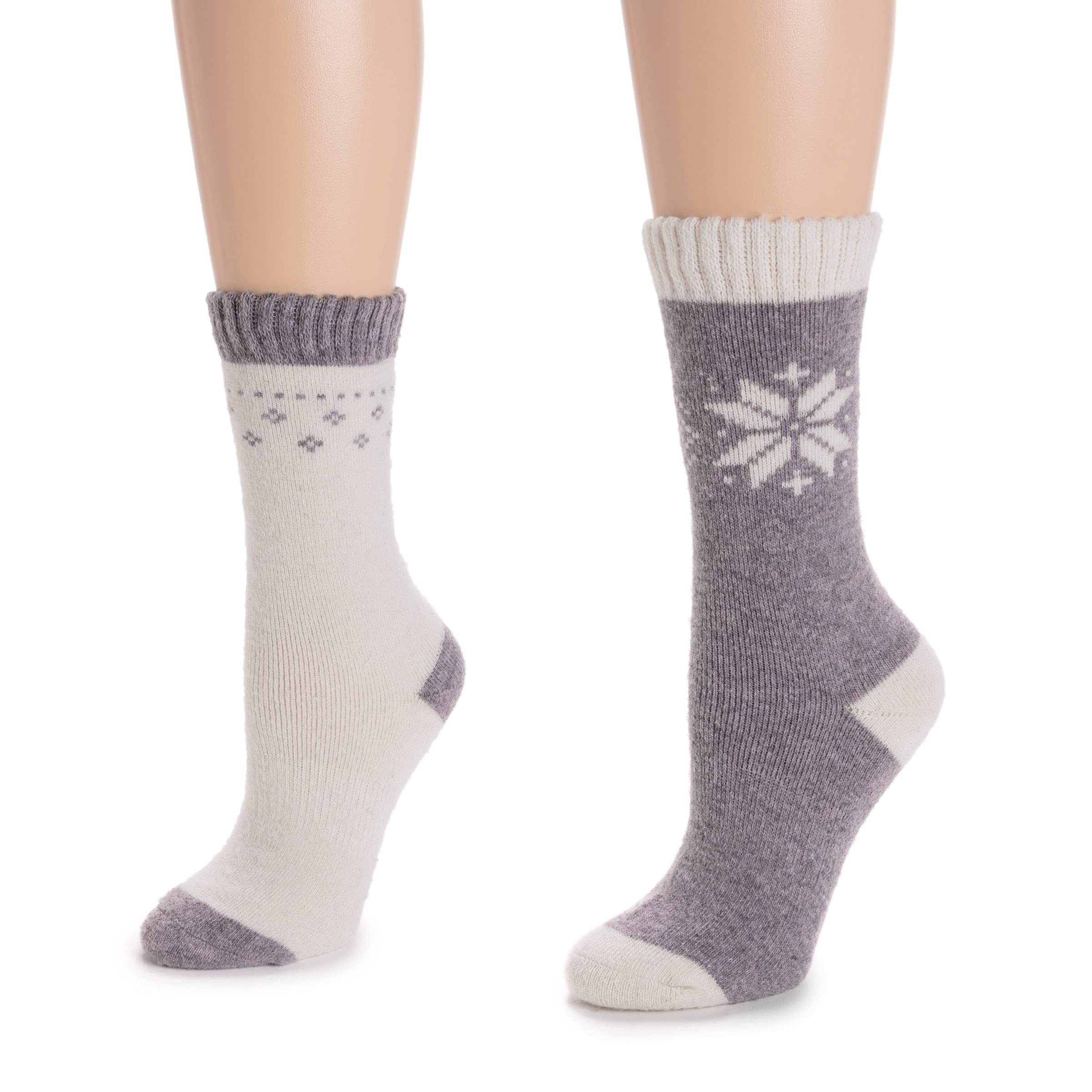 MUK LUKS Women's 2-Pack Wool Boot Socks - Warm Winter Socks for Hiking, Snow Boots & Cold Weather Comfort